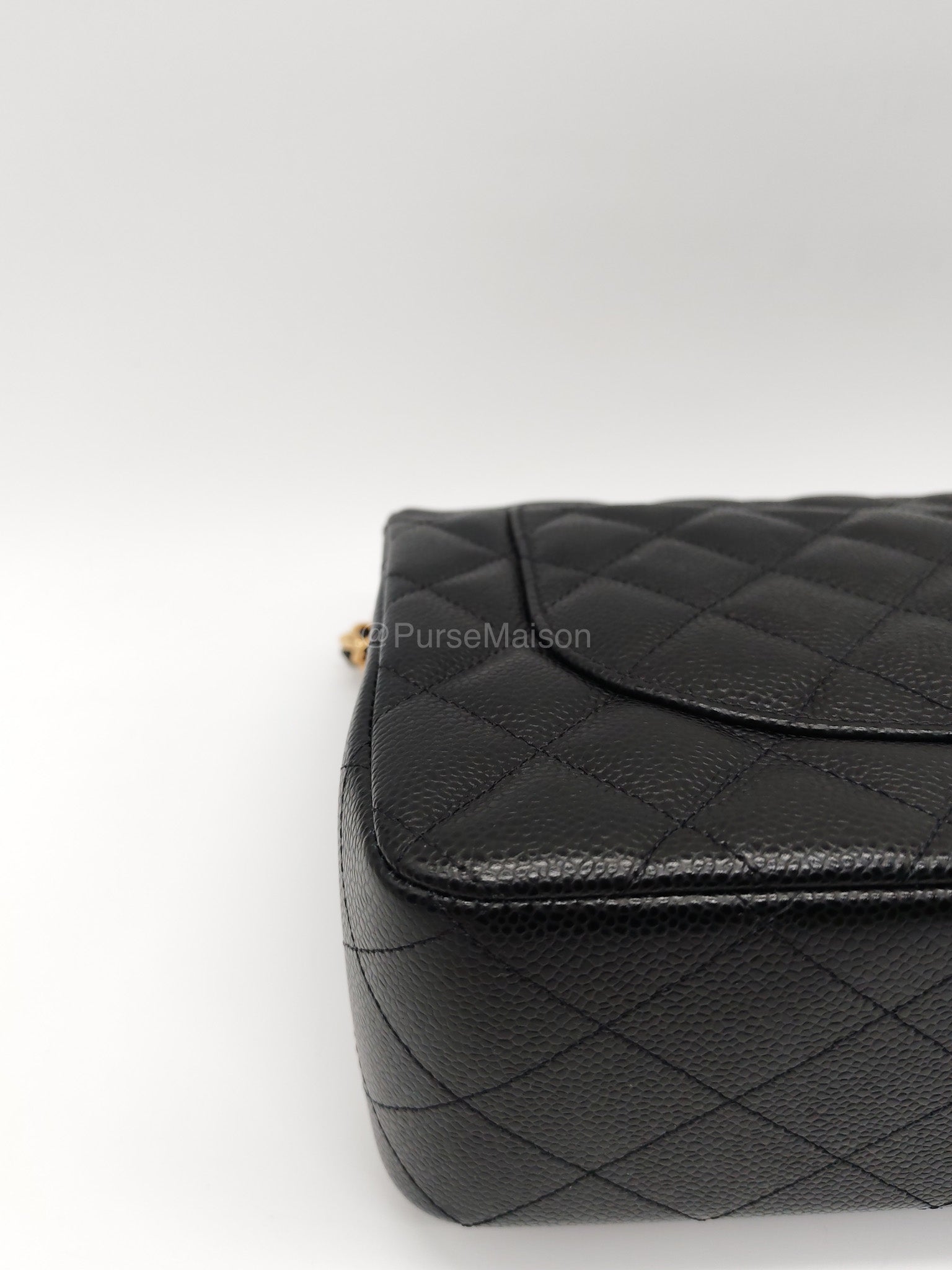 Chanel Classic Double Flap Jumbo in Black Caviar Leather Gold Hardware (Series 27) | Purse Maison Luxury Bags Shop