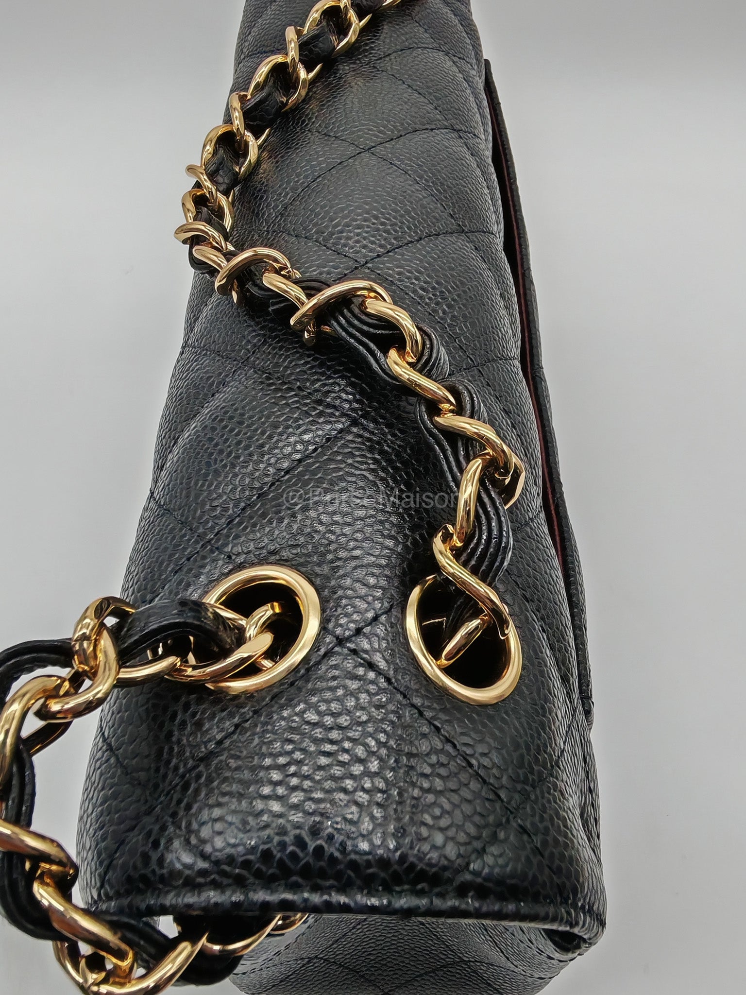 Chanel Classic Double Flap Jumbo in Black Caviar Leather Gold Hardware (Series 27) | Purse Maison Luxury Bags Shop