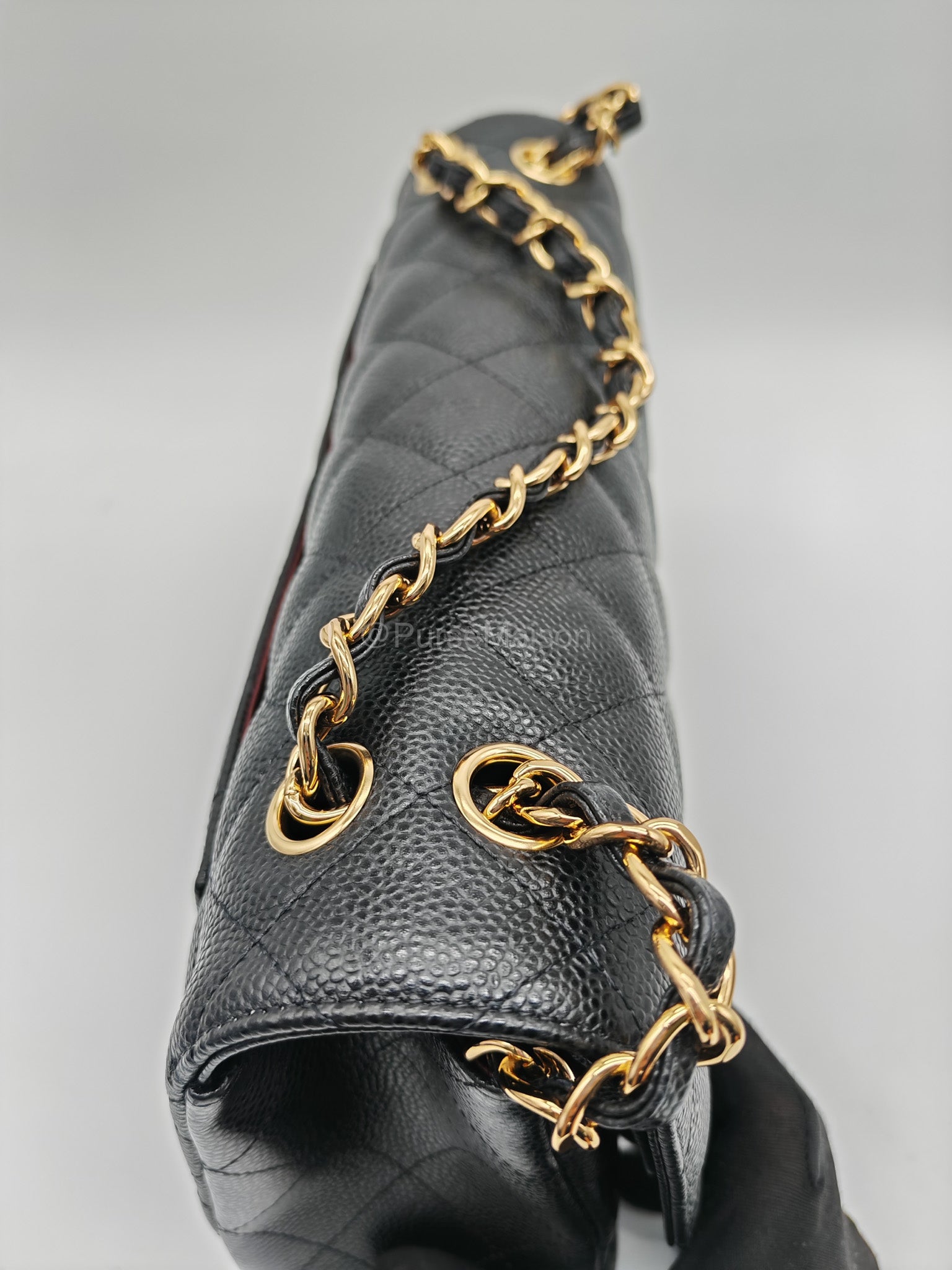 Chanel Classic Double Flap Jumbo in Black Caviar Leather Gold Hardware (Series 27) | Purse Maison Luxury Bags Shop