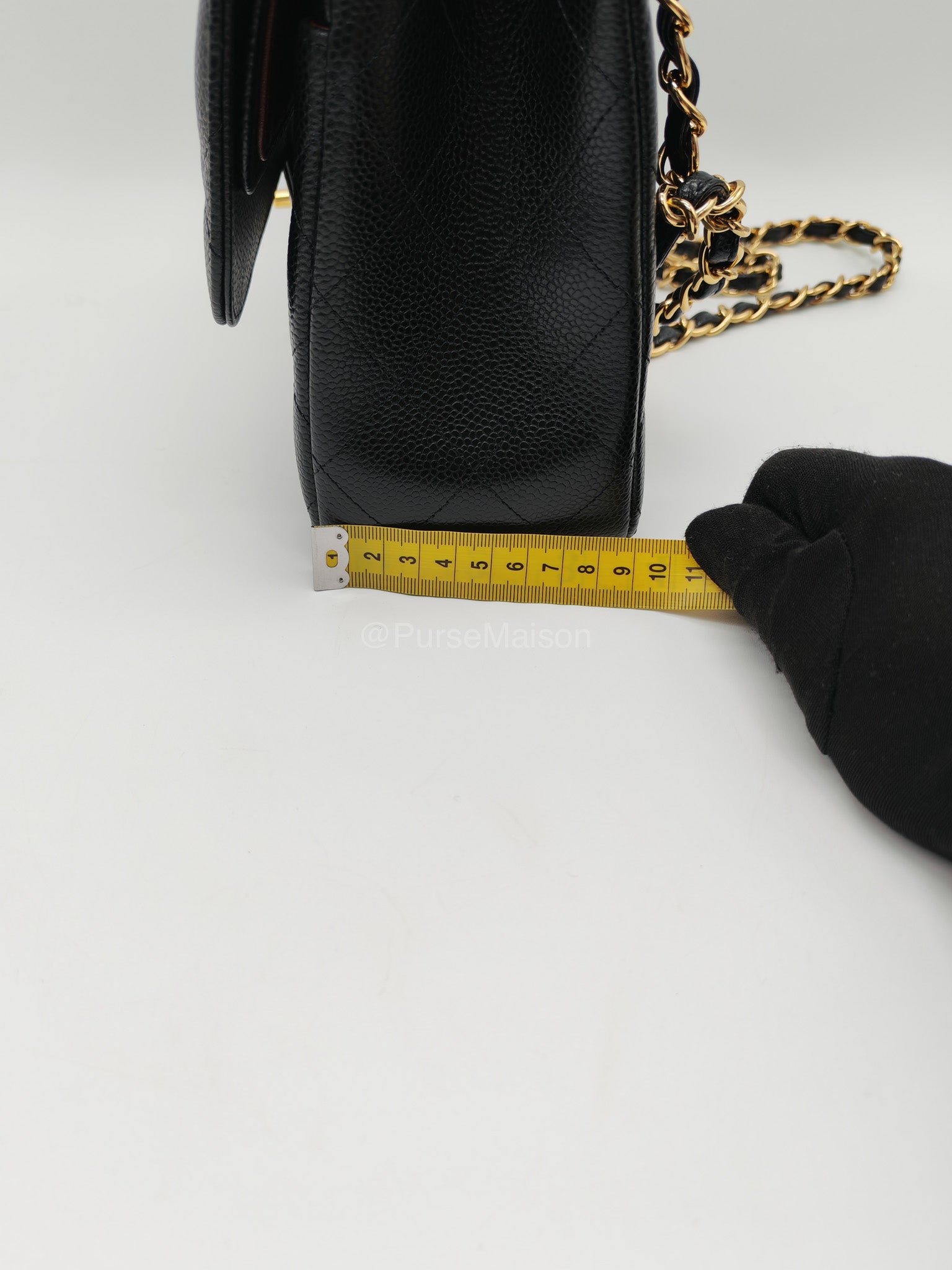 Chanel Classic Double Flap Jumbo in Black Caviar Leather Gold Hardware (Series 27) | Purse Maison Luxury Bags Shop