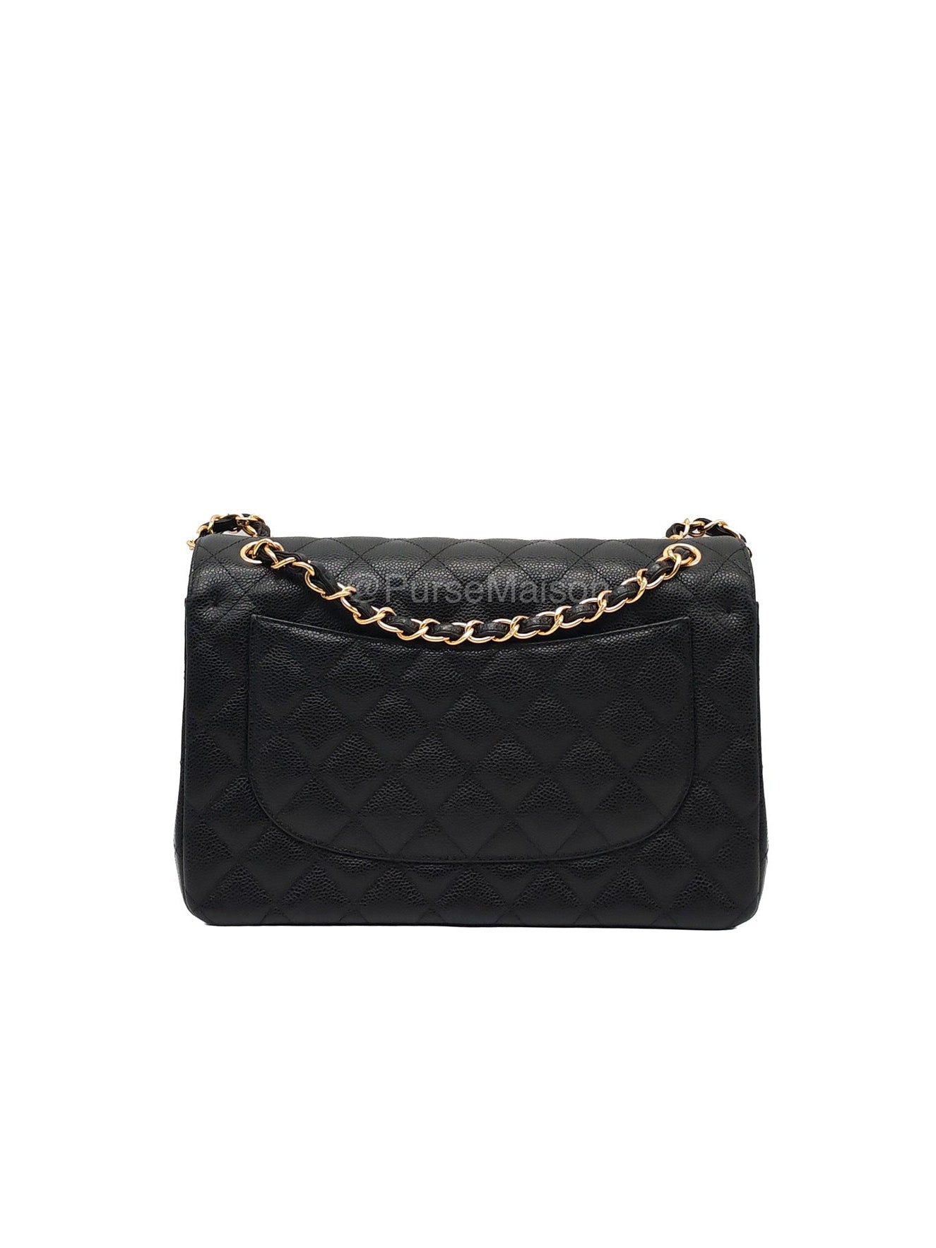 Chanel Classic Double Flap Jumbo in Black Caviar Leather Gold Hardware (Series 27) | Purse Maison Luxury Bags Shop