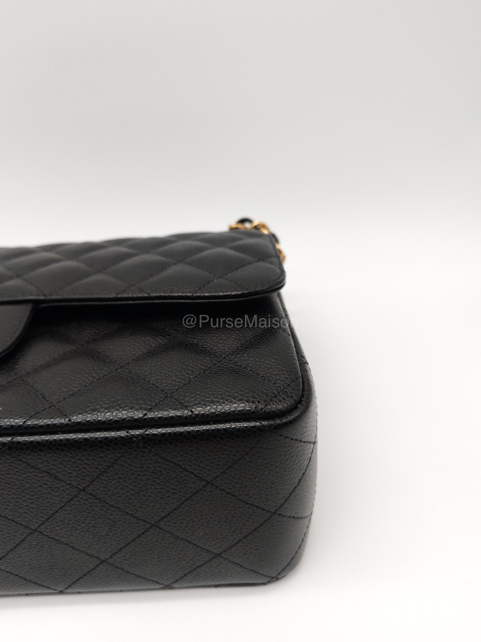 Chanel Classic Double Flap Jumbo in Black Caviar Leather Gold Hardware (Series 27) | Purse Maison Luxury Bags Shop