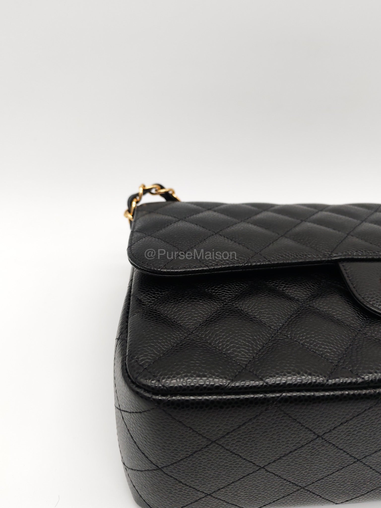 Chanel Classic Double Flap Jumbo in Black Caviar Leather Gold Hardware (Series 27) | Purse Maison Luxury Bags Shop