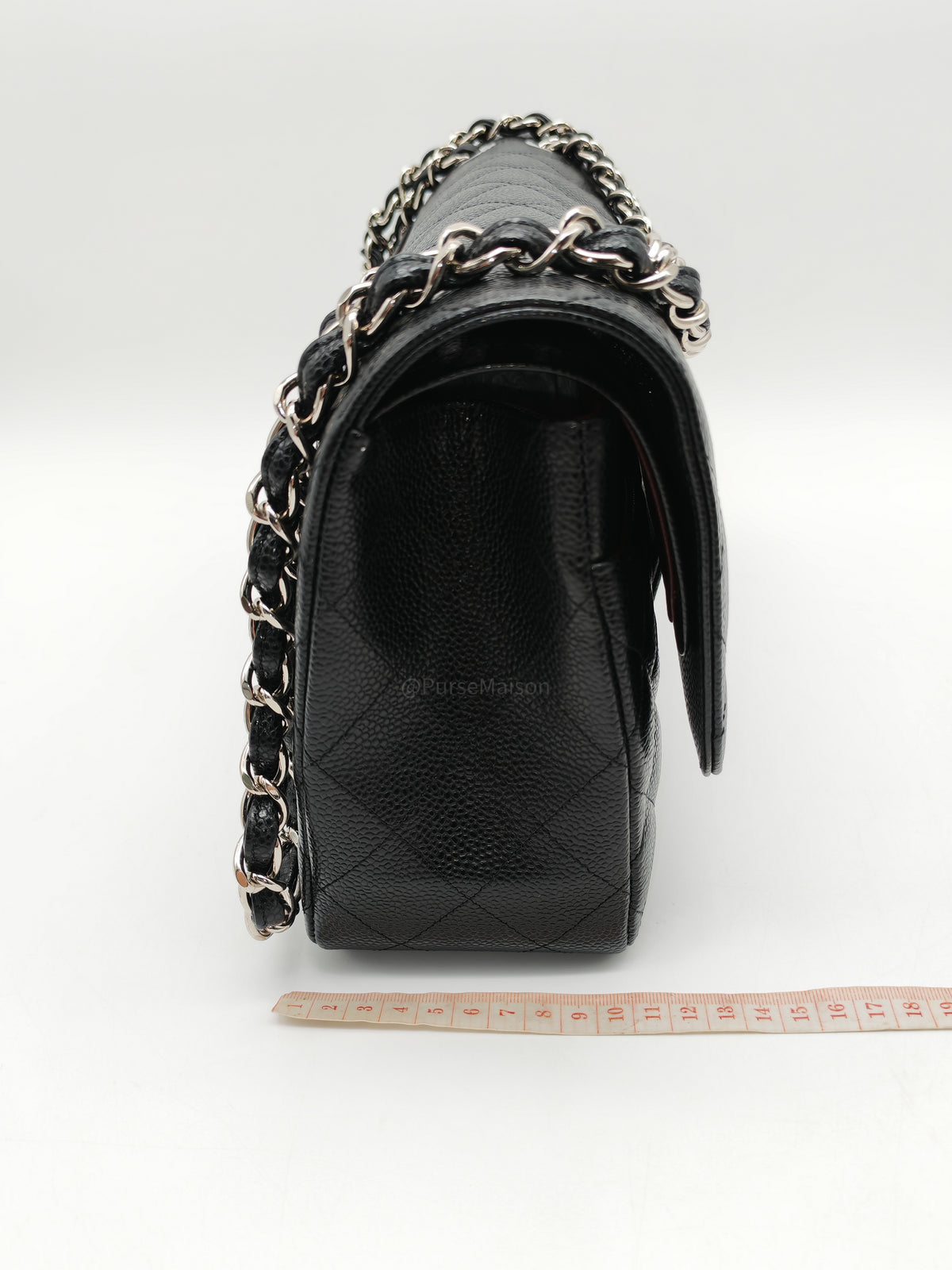 Chanel Classic Double Flap Jumbo in Black Quilted Caviar Leather and Silver Hardware Series 24 | Purse Maison Luxury Bags Shop