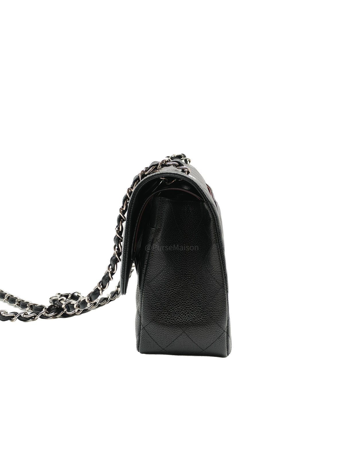 Chanel Classic Double Flap Jumbo in Black Quilted Caviar Leather and Silver Hardware Series 24 | Purse Maison Luxury Bags Shop