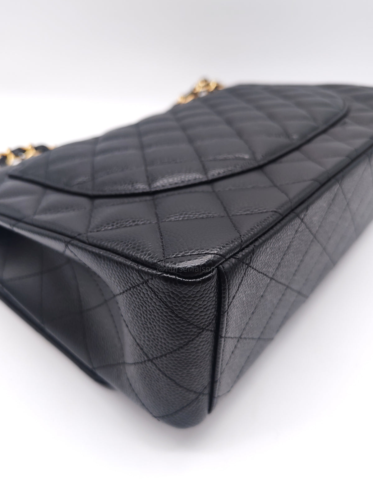 Chanel Classic Double Flap Maxi in Black Caviar Leather Gold Hardware (Series 24) | Purse Maison Luxury Bags Shop