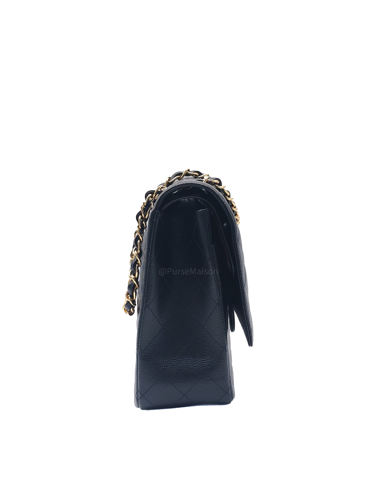 Chanel Classic Double Flap Maxi in Black Caviar Leather Gold Hardware (Series 24) | Purse Maison Luxury Bags Shop