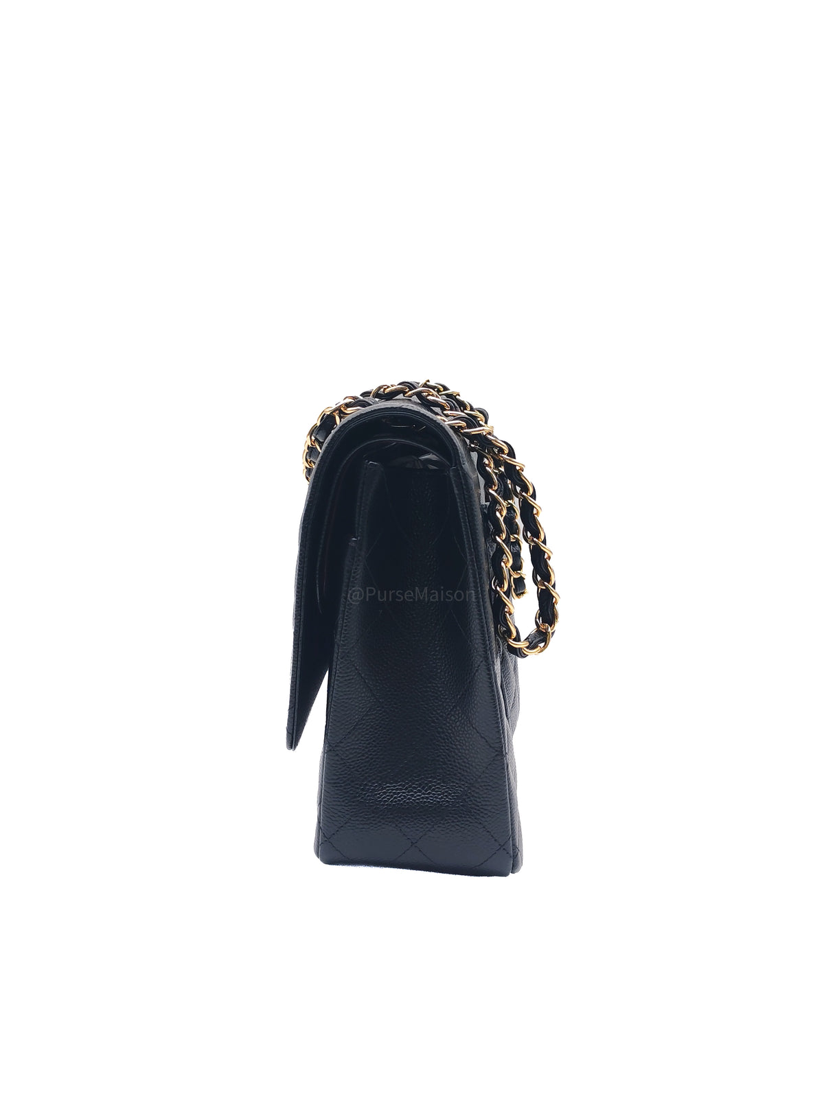 Chanel Classic Double Flap Maxi in Black Caviar Leather Gold Hardware (Series 24) | Purse Maison Luxury Bags Shop