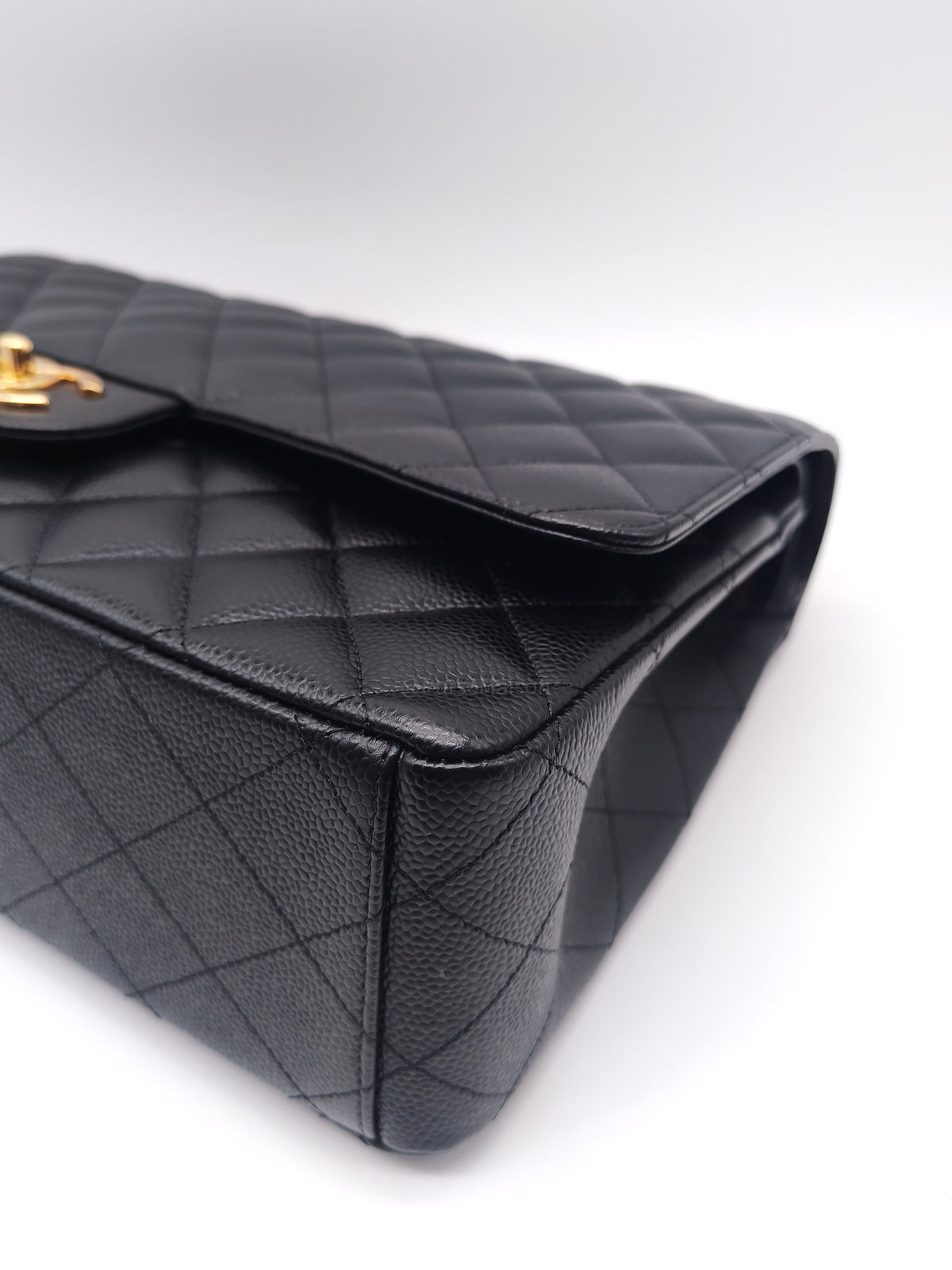 Chanel Classic Double Flap Maxi in Black Caviar Leather Gold Hardware (Series 24) | Purse Maison Luxury Bags Shop