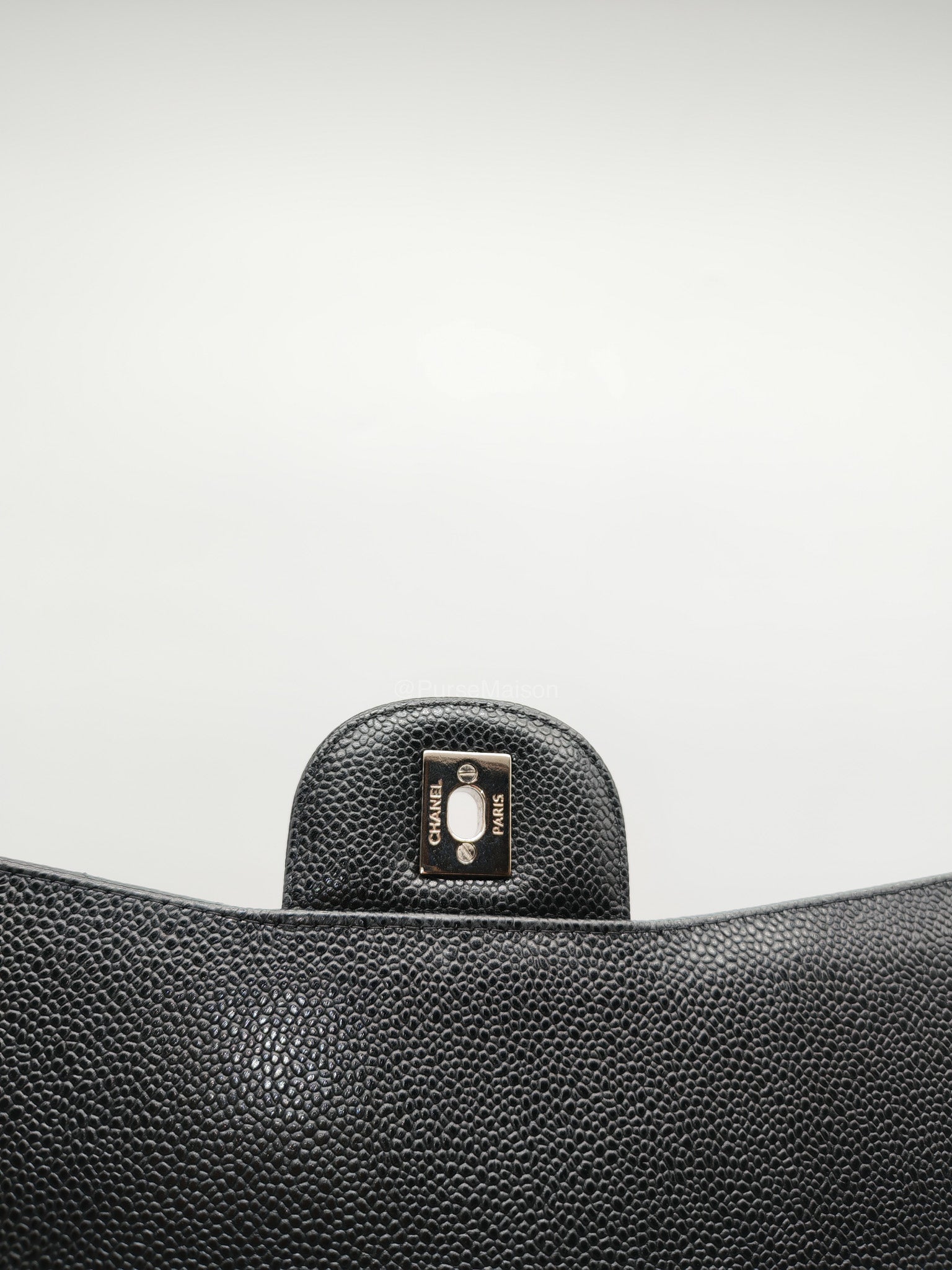 Chanel Classic Double Flap Maxi in Black Caviar Leather Silver Hardware (Series 18) | Purse Maison Luxury Bags Shop