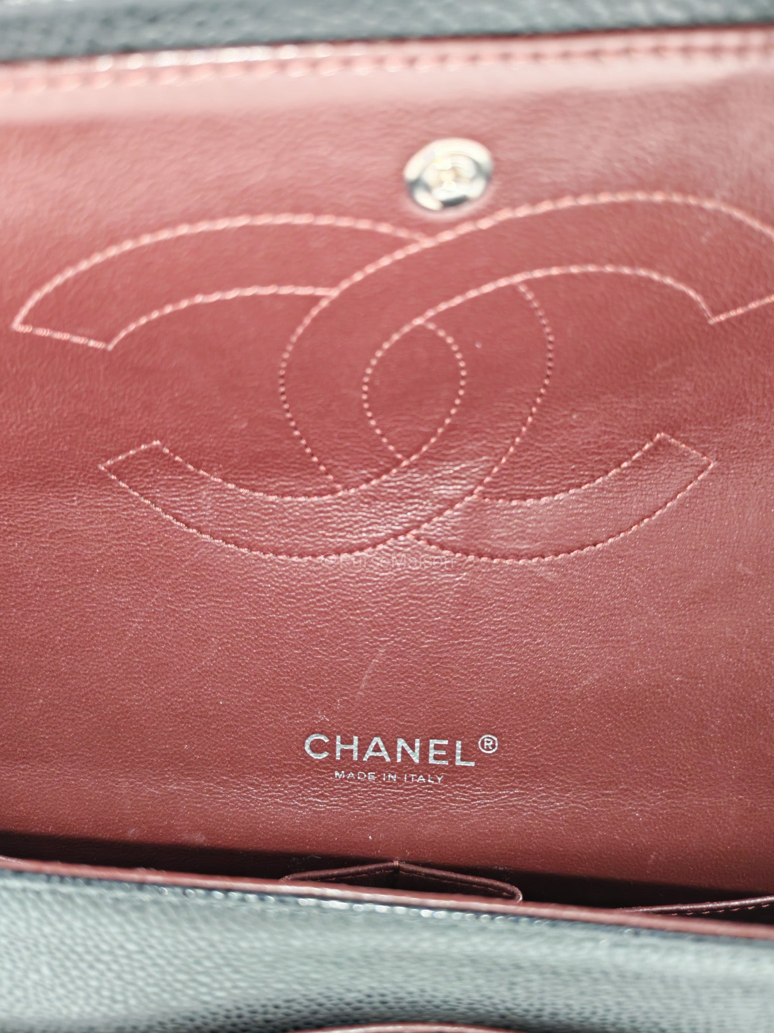 Chanel Classic Double Flap Maxi in Black Caviar Leather Silver Hardware (Series 18) | Purse Maison Luxury Bags Shop
