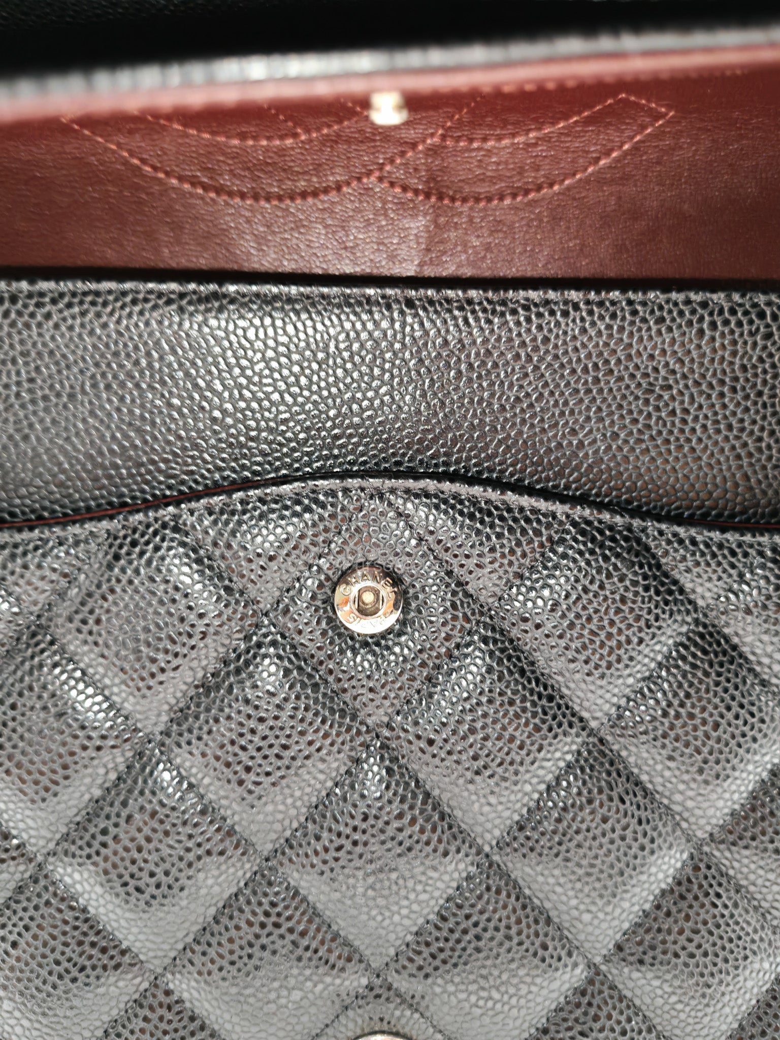 Chanel Classic Double Flap Maxi in Black Caviar Leather Silver Hardware (Series 18) | Purse Maison Luxury Bags Shop
