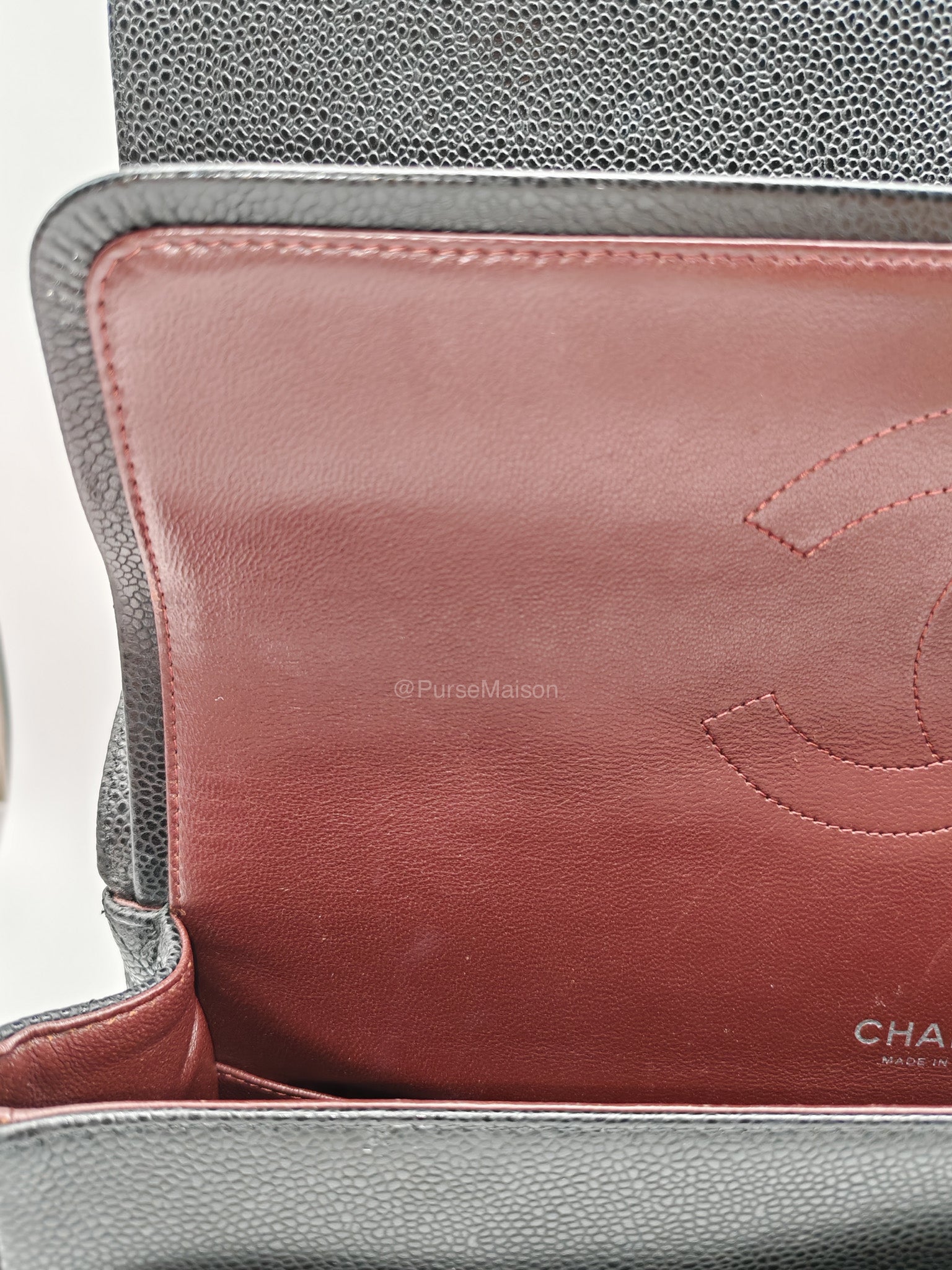Chanel Classic Double Flap Maxi in Black Caviar Leather Silver Hardware (Series 18) | Purse Maison Luxury Bags Shop