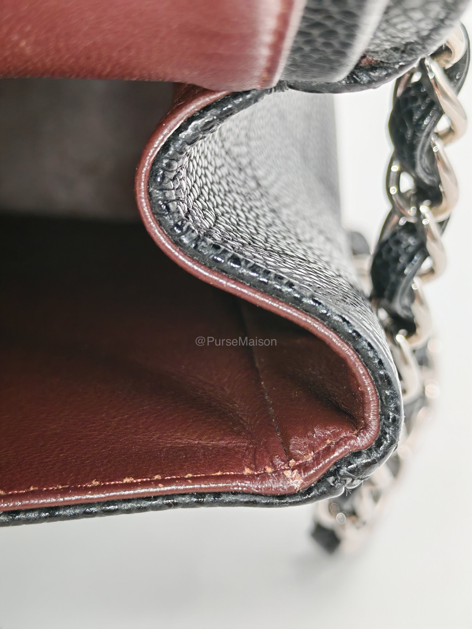Chanel Classic Double Flap Maxi in Black Caviar Leather Silver Hardware (Series 18) | Purse Maison Luxury Bags Shop