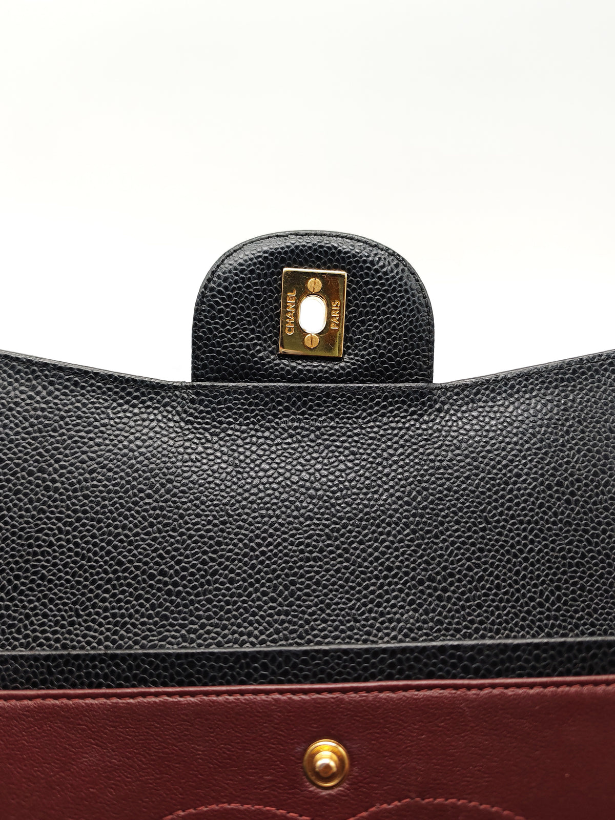 Chanel Classic Double Flap Maxi in Black Quilted Caviar Leather and Gold Hardware Series 15 | Purse Maison Luxury Bags Shop