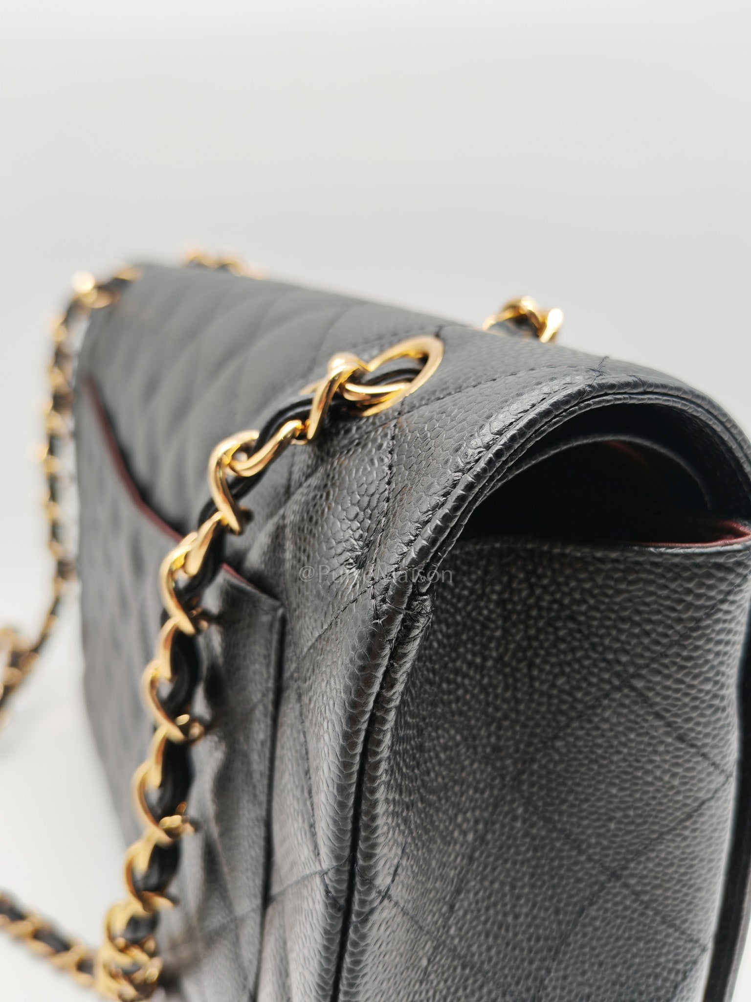 Chanel Classic Double Flap Maxi in Black Quilted Caviar Leather and Gold Hardware Series 15 | Purse Maison Luxury Bags Shop