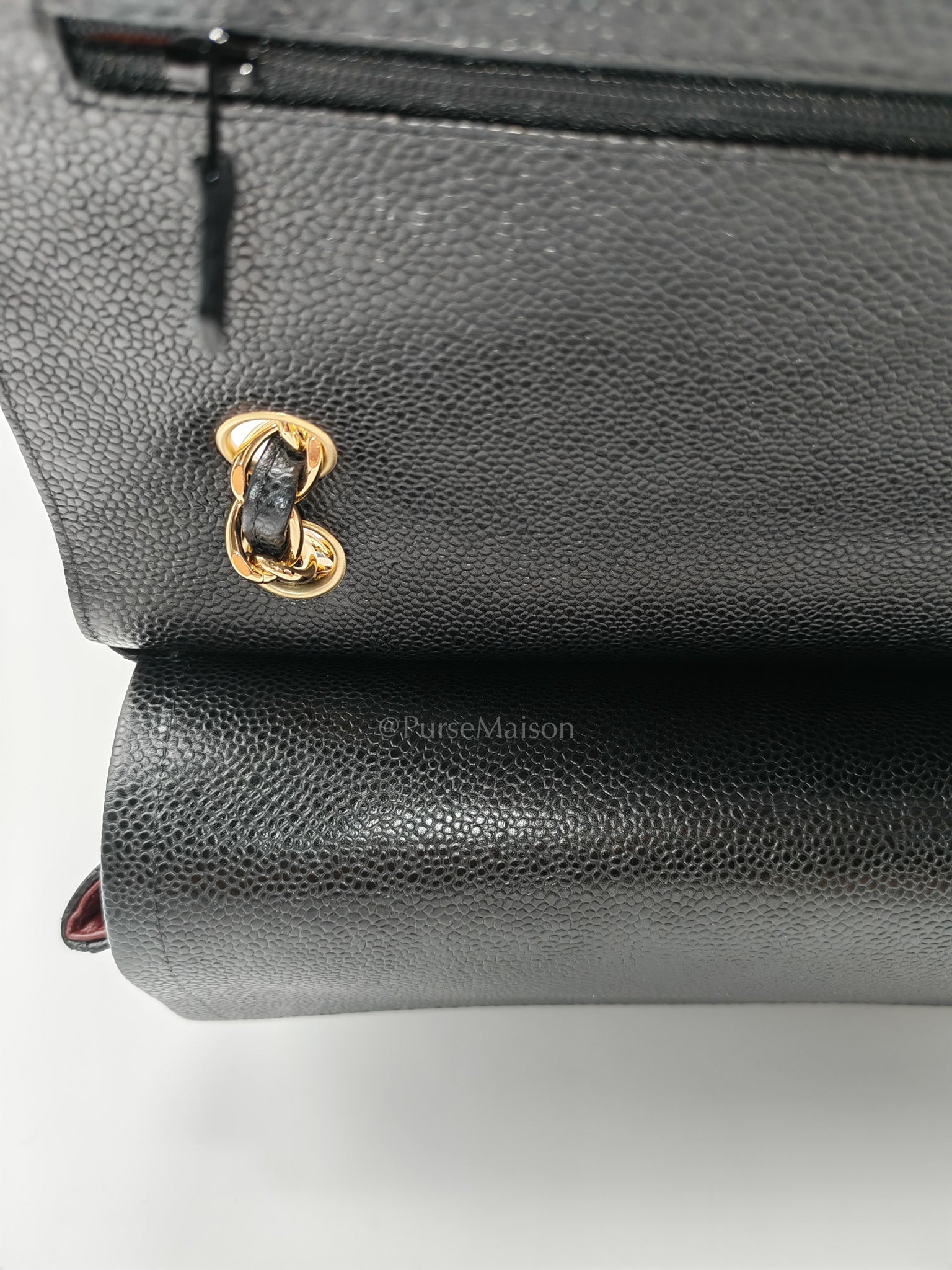 Chanel Classic Double Flap Maxi in Black Quilted Caviar Leather and Gold Hardware Series 15 | Purse Maison Luxury Bags Shop