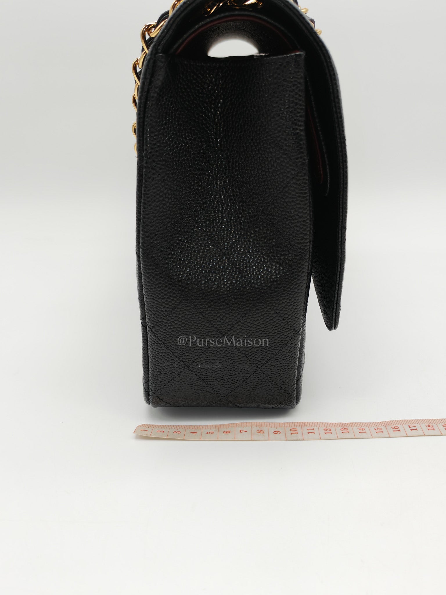 Chanel Classic Double Flap Maxi in Black Quilted Caviar Leather and Gold Hardware Series 15 | Purse Maison Luxury Bags Shop