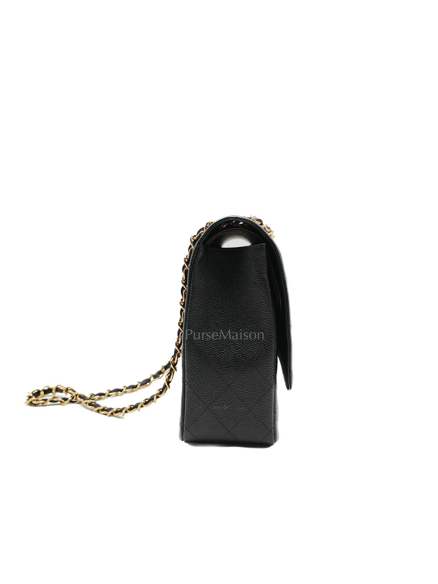 Chanel Classic Double Flap Maxi in Black Quilted Caviar Leather and Gold Hardware Series 15 | Purse Maison Luxury Bags Shop