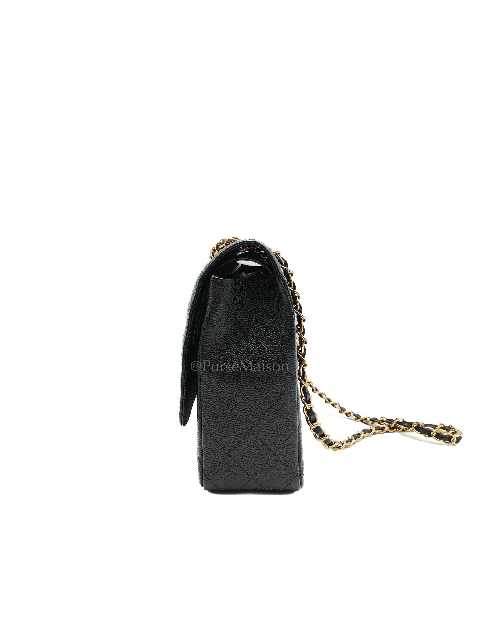 Chanel Classic Double Flap Maxi in Black Quilted Caviar Leather and Gold Hardware Series 15 | Purse Maison Luxury Bags Shop