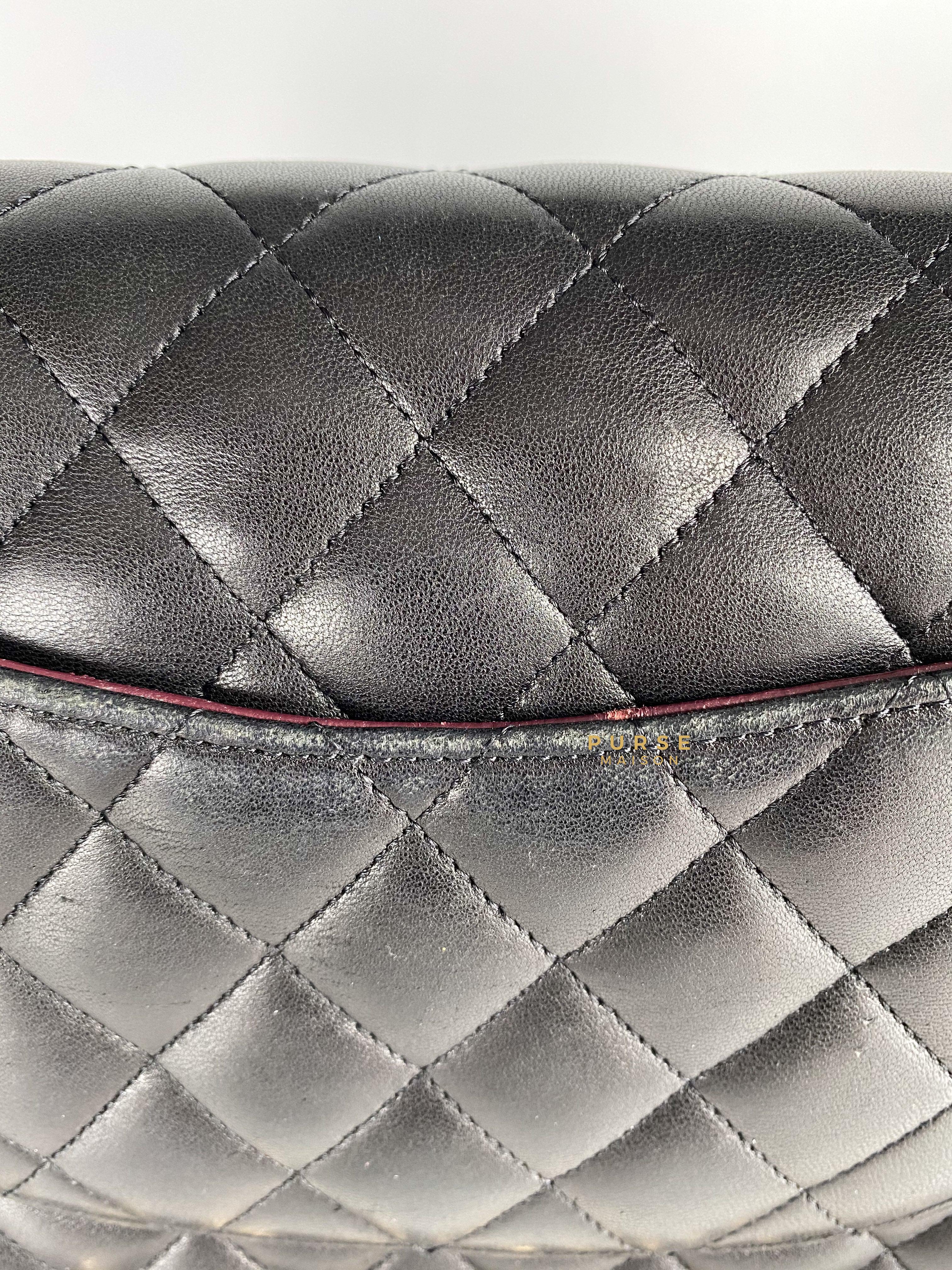 Chanel Classic Double Flap Medium Black Quilted Lambskin and Gold Hardware (Series 14) | Purse Maison Luxury Bags Shop