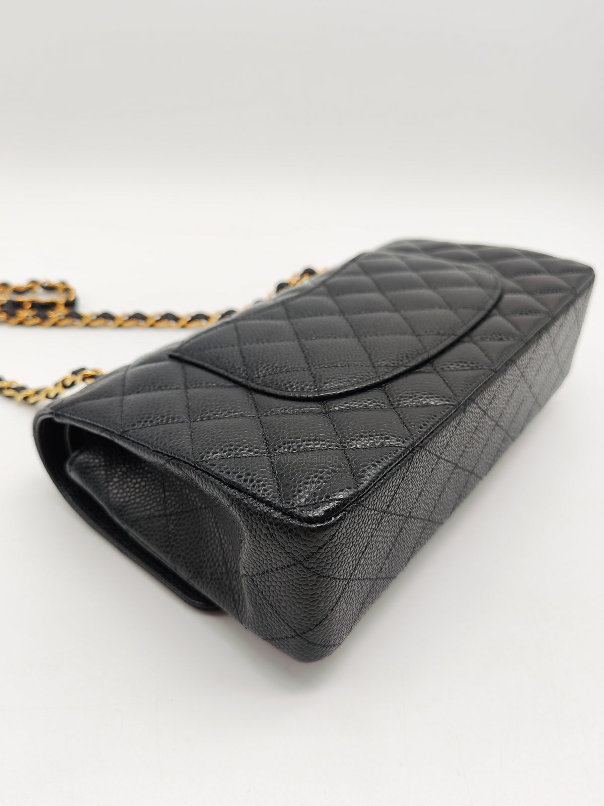 Chanel Classic Double Flap Medium in Black Caviar Leather and Gold Hardware Microchip | Purse Maison Luxury Bags Shop
