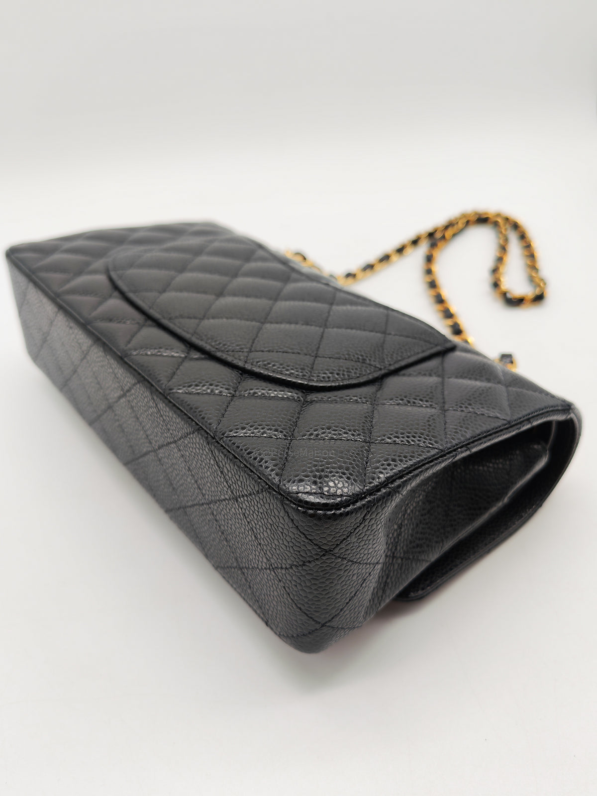 Chanel Classic Double Flap Medium in Black Caviar Leather and Gold Hardware Microchip | Purse Maison Luxury Bags Shop