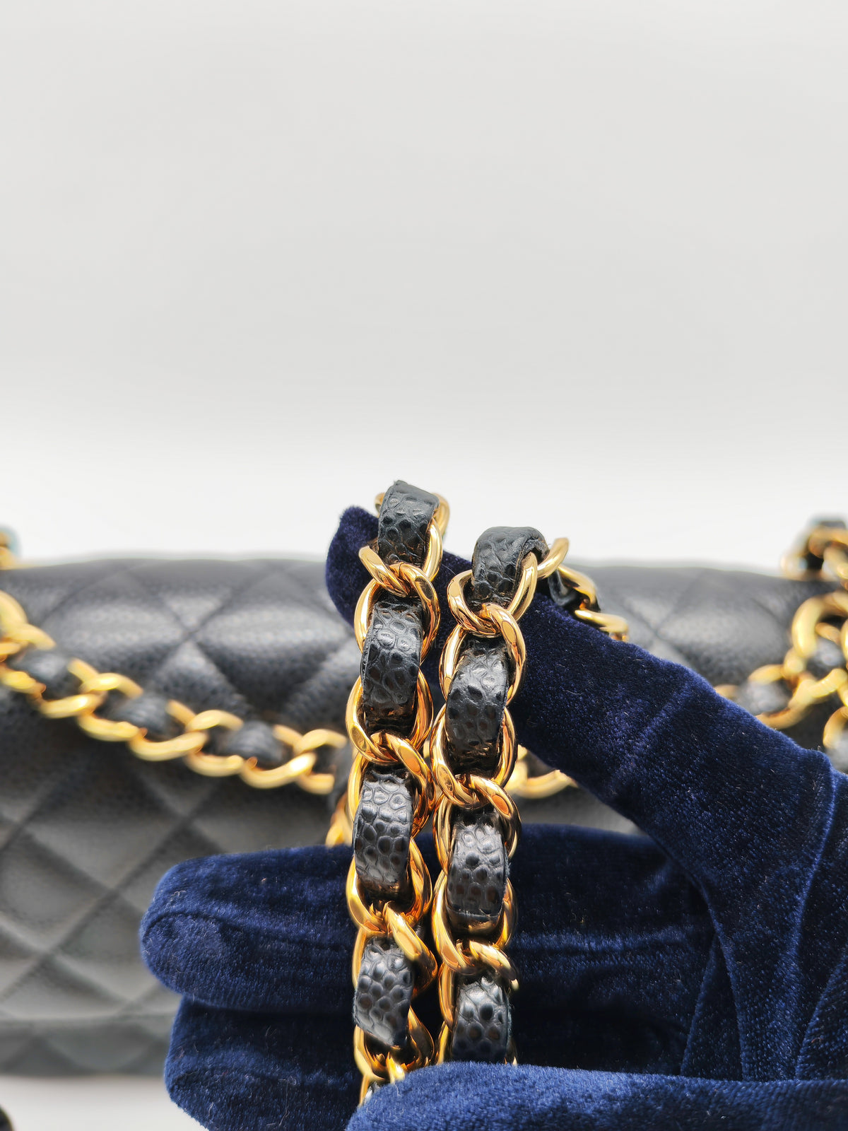 Chanel Classic Double Flap Medium in Black Caviar Leather and Gold Hardware Microchip | Purse Maison Luxury Bags Shop