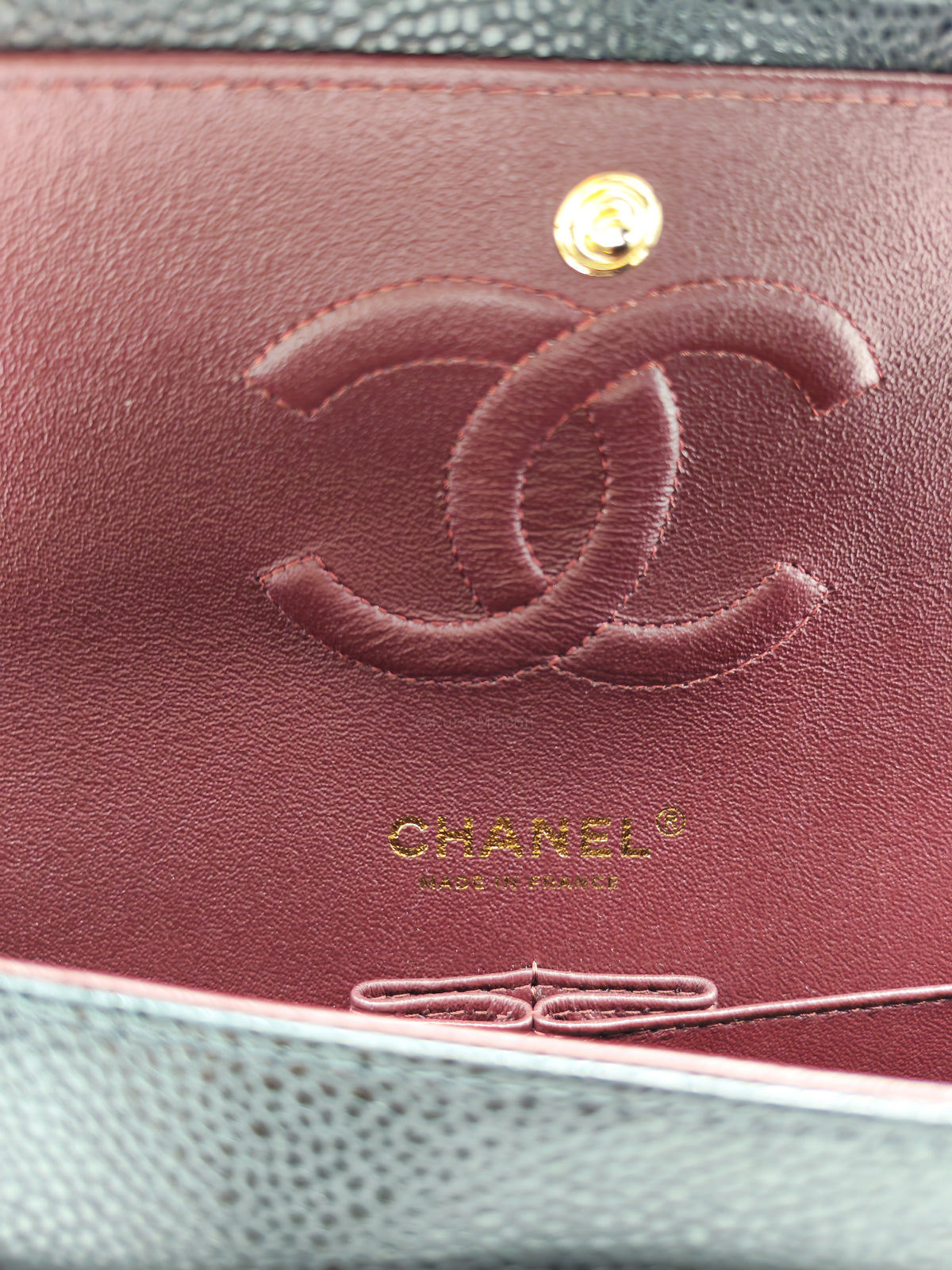 Chanel Classic Double Flap Medium in Black Caviar Leather and Gold Hardware Microchip | Purse Maison Luxury Bags Shop