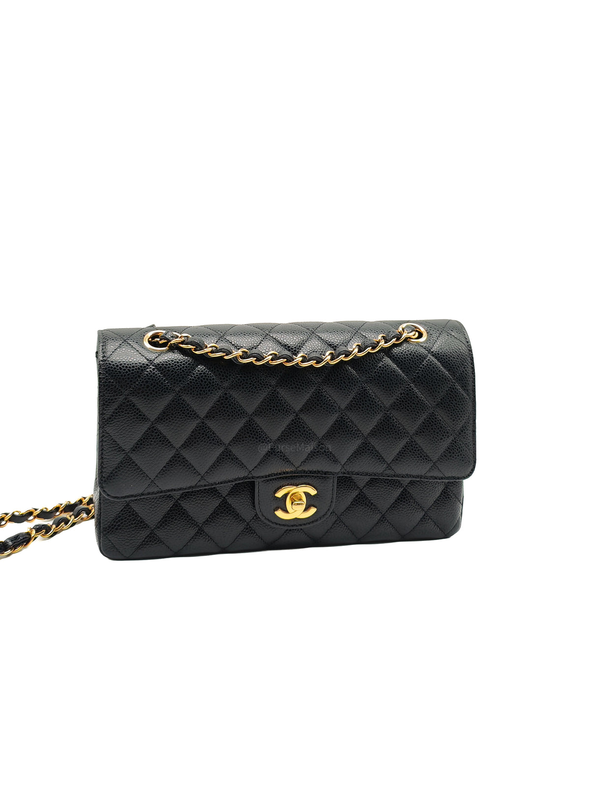 Chanel Classic Double Flap Medium in Black Caviar Leather and Gold Hardware Microchip | Purse Maison Luxury Bags Shop
