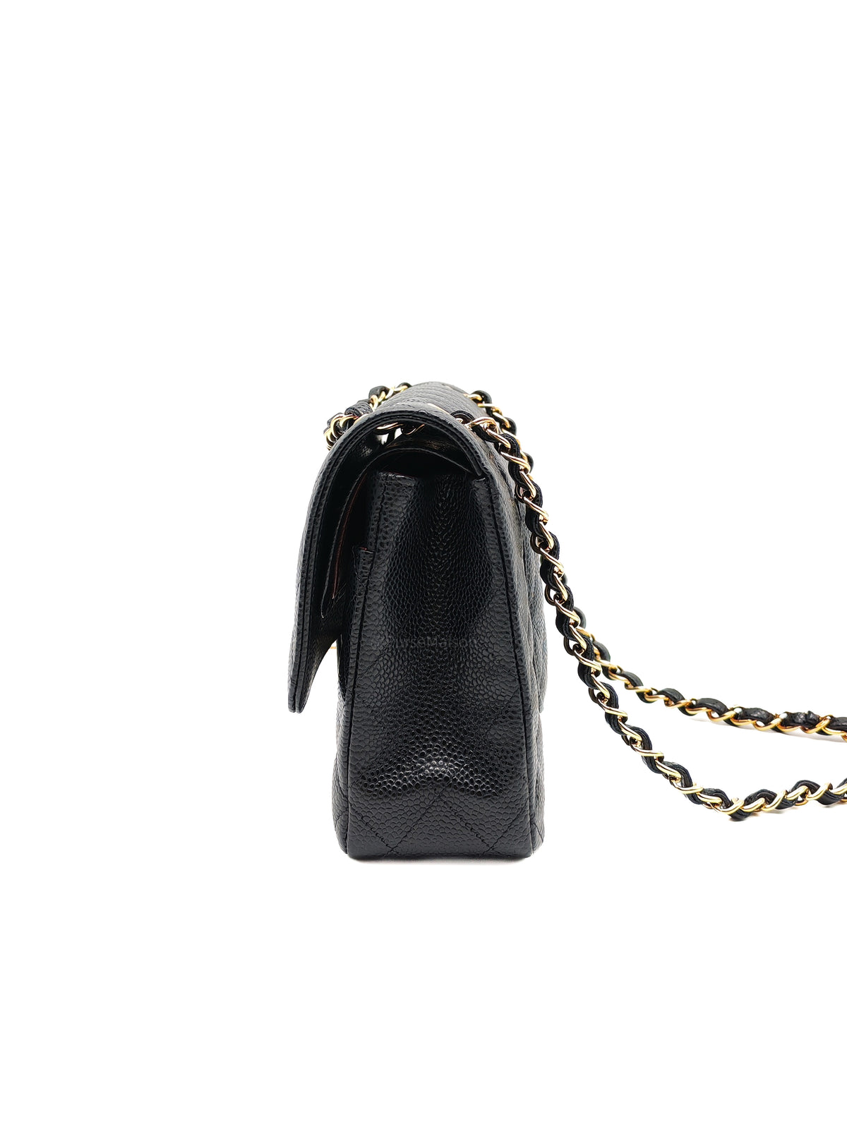 Chanel Classic Double Flap Medium in Black Caviar Leather and Gold Hardware Microchip | Purse Maison Luxury Bags Shop