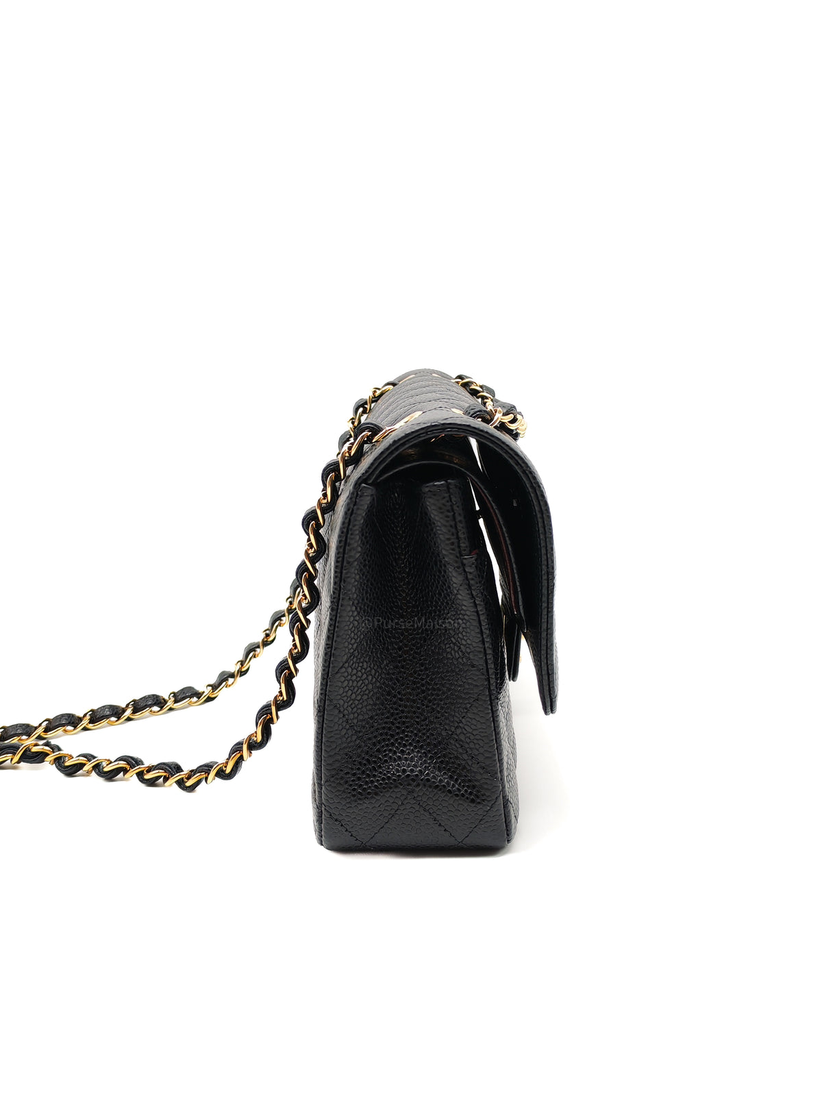 Chanel Classic Double Flap Medium in Black Caviar Leather and Gold Hardware Microchip | Purse Maison Luxury Bags Shop