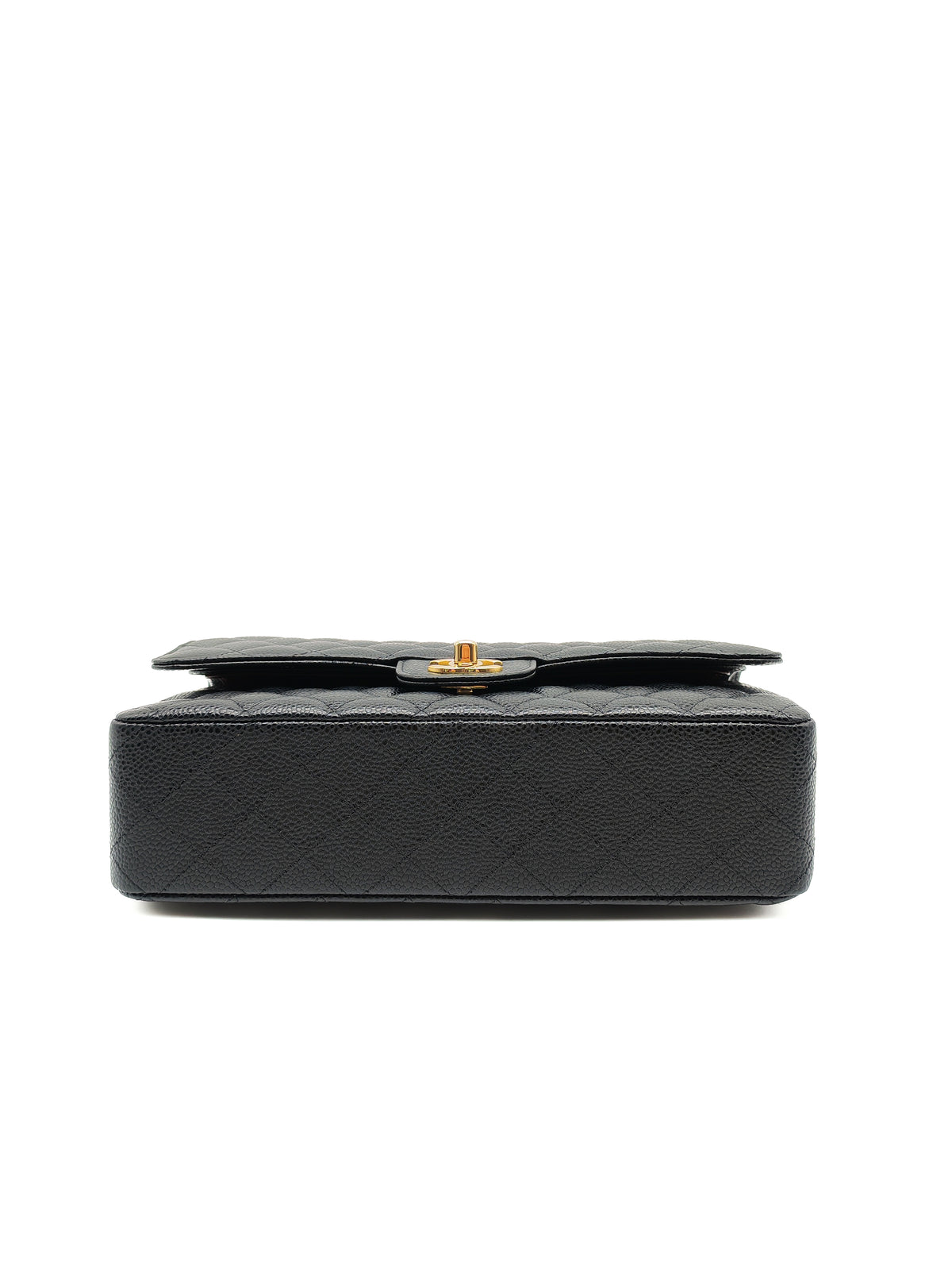 Chanel Classic Double Flap Medium in Black Caviar Leather and Gold Hardware Microchip | Purse Maison Luxury Bags Shop