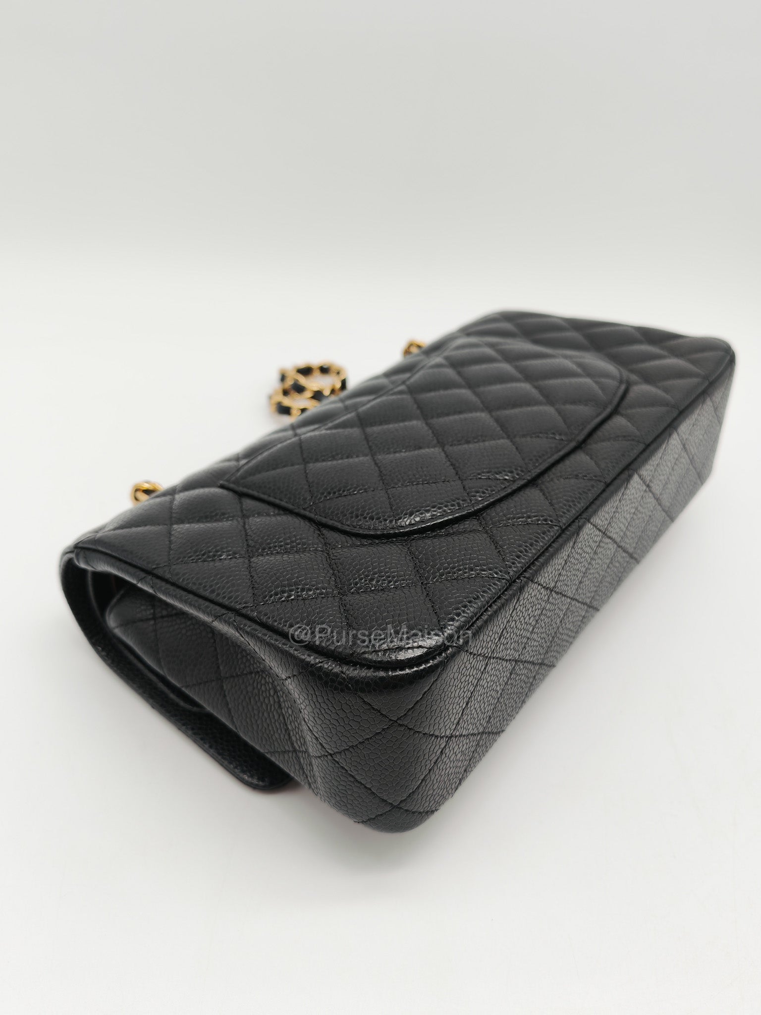Chanel Classic Double Flap Medium in Black Caviar Leather and Gold Hardware Series 28 | Purse Maison Luxury Bags Shop