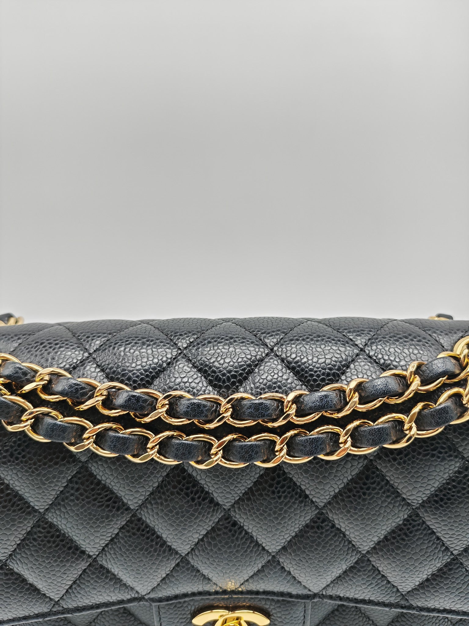 Chanel Classic Double Flap Medium in Black Caviar Leather and Gold Hardware Series 28 | Purse Maison Luxury Bags Shop