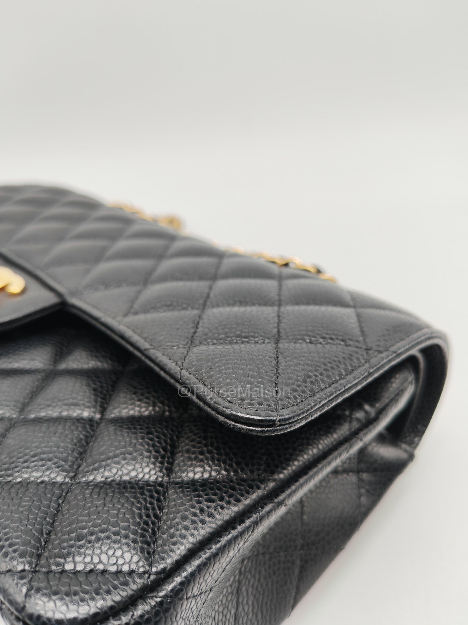 Chanel Classic Double Flap Medium in Black Caviar Leather and Gold Hardware Series 28 | Purse Maison Luxury Bags Shop