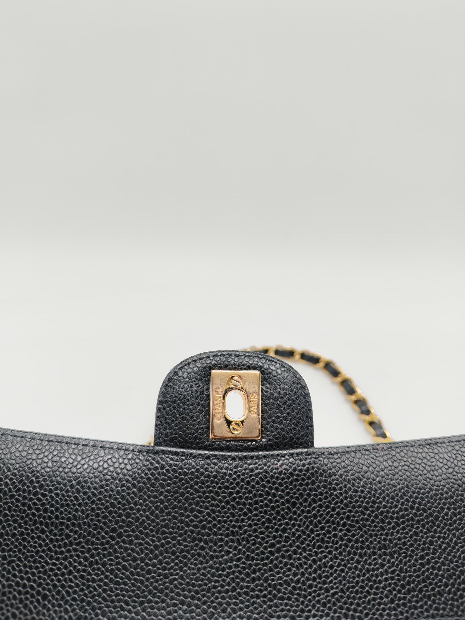 Chanel Classic Double Flap Medium in Black Caviar Leather and Gold Hardware Series 28 | Purse Maison Luxury Bags Shop
