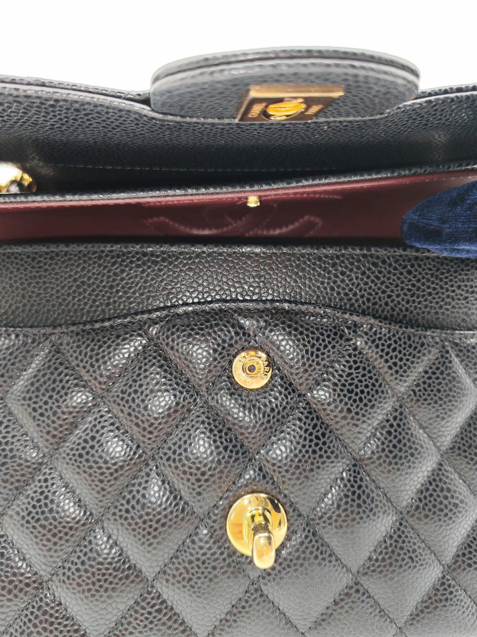 Chanel Classic Double Flap Medium in Black Caviar Leather and Gold Hardware Series 28 | Purse Maison Luxury Bags Shop