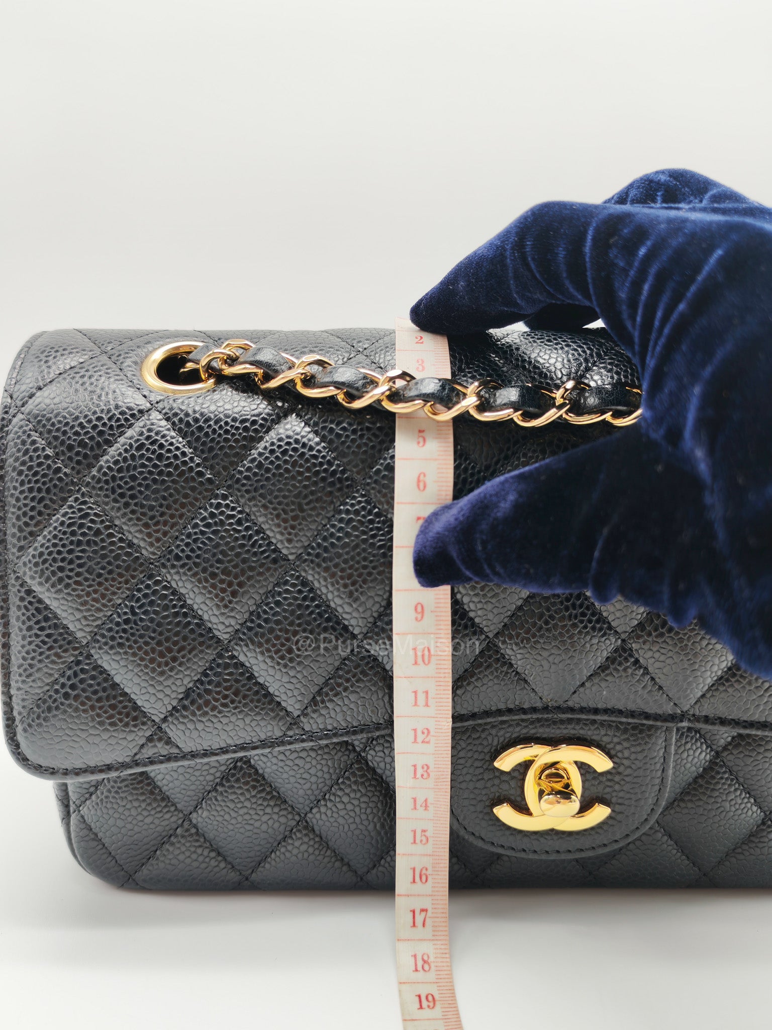 Chanel Classic Double Flap Medium in Black Caviar Leather and Gold Hardware Series 28 | Purse Maison Luxury Bags Shop
