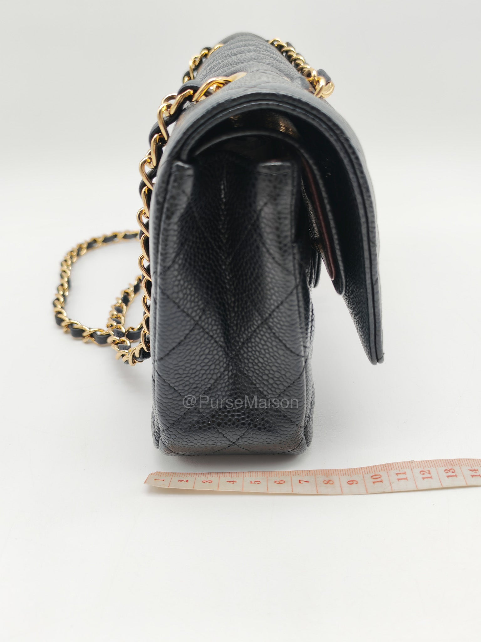 Chanel Classic Double Flap Medium in Black Caviar Leather and Gold Hardware Series 28 | Purse Maison Luxury Bags Shop