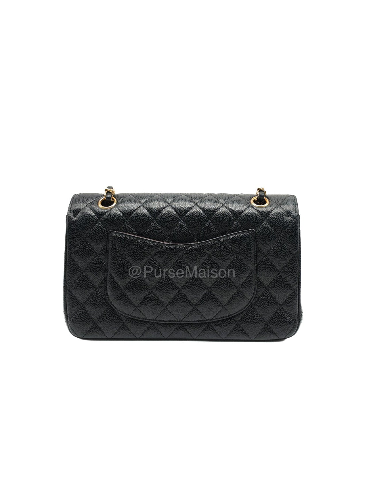 Chanel Classic Double Flap Medium in Black Caviar Leather and Gold Hardware Series 28 | Purse Maison Luxury Bags Shop