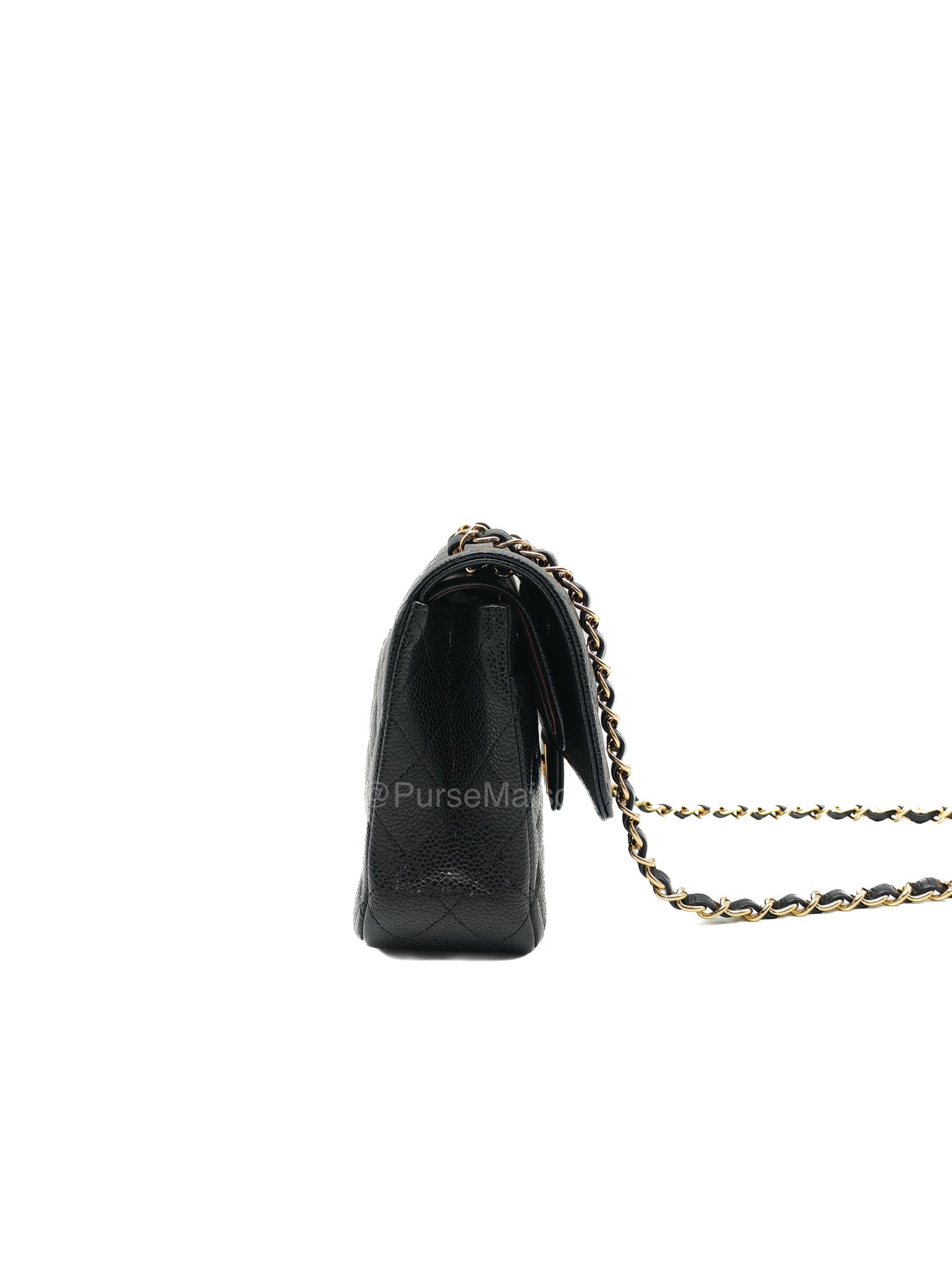 Chanel Classic Double Flap Medium in Black Caviar Leather and Gold Hardware Series 28 | Purse Maison Luxury Bags Shop