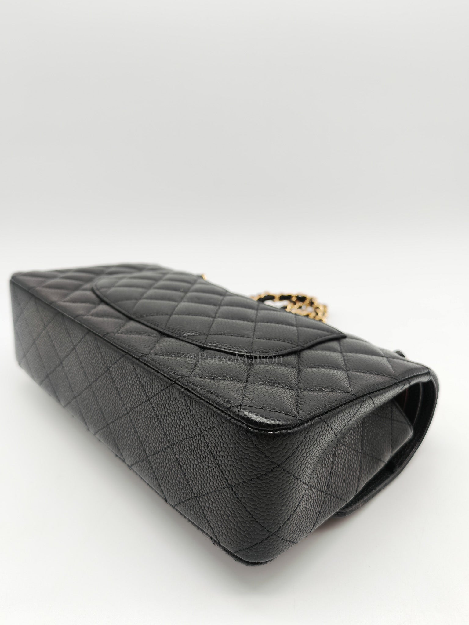 Chanel Classic Double Flap Medium in Black Caviar Leather Gold Hardware (Series 30) | Purse Maison Luxury Bags Shop