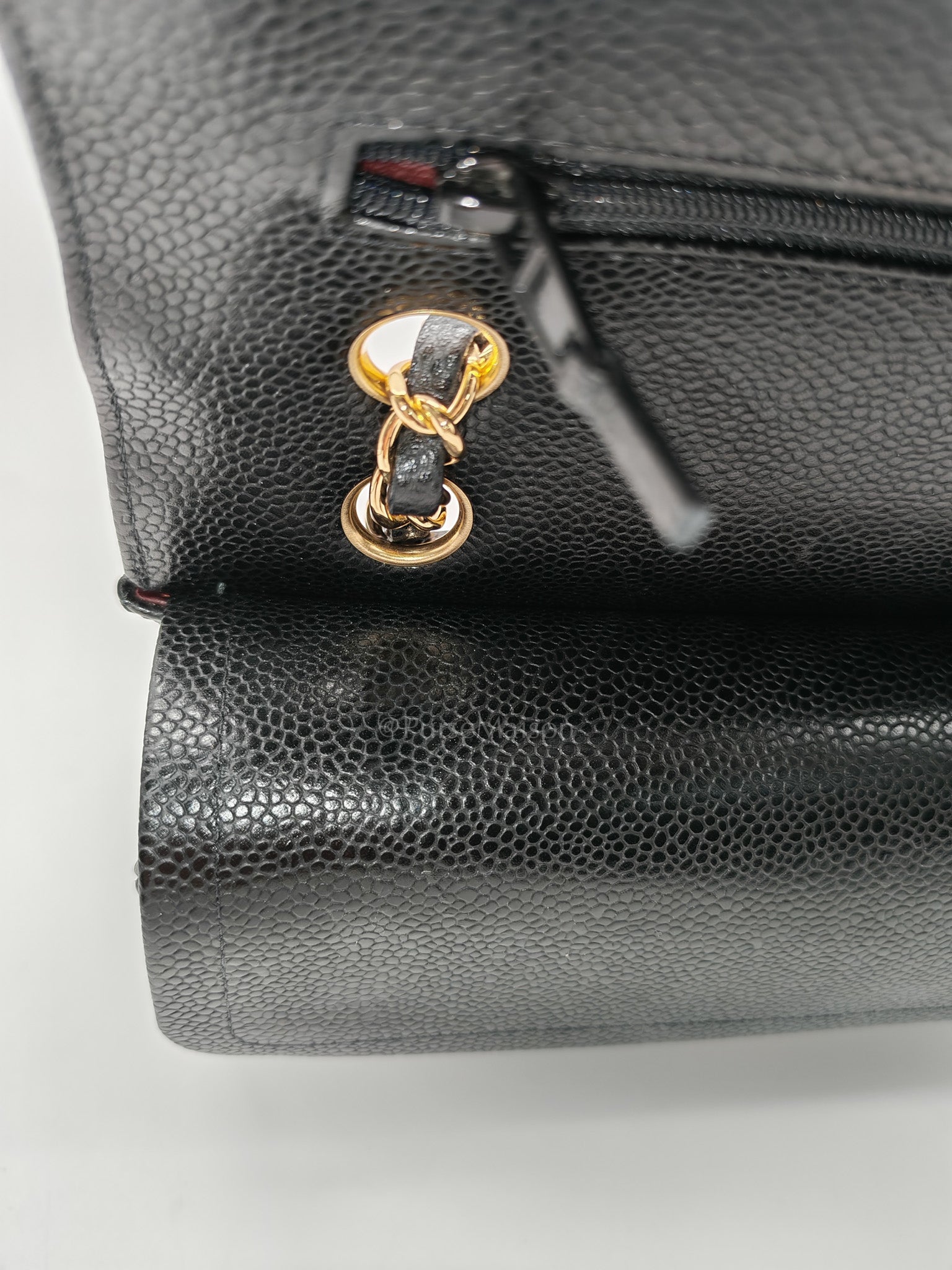 Chanel Classic Double Flap Medium in Black Caviar Leather Gold Hardware (Series 30) | Purse Maison Luxury Bags Shop