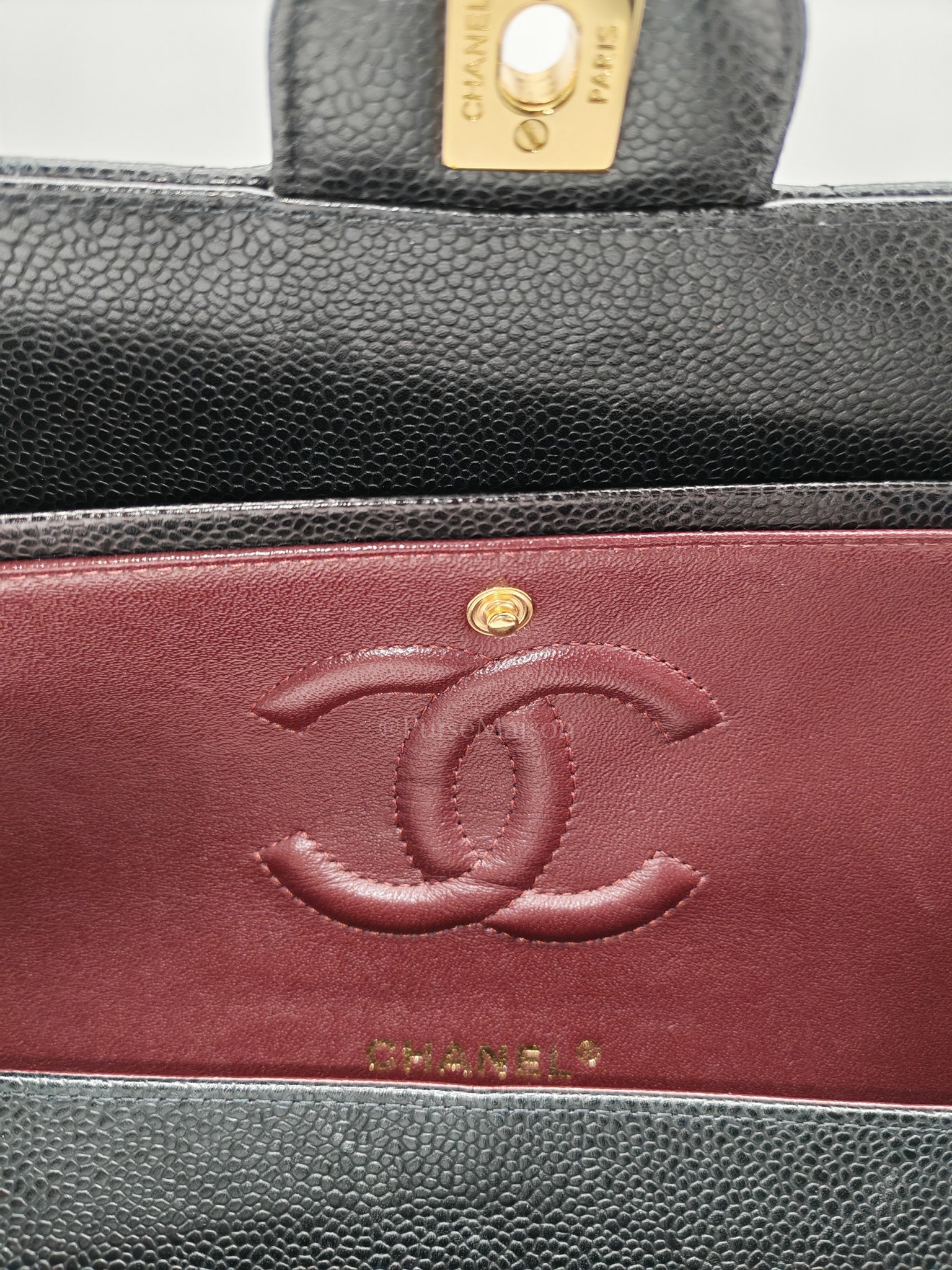 Chanel Classic Double Flap Medium in Black Caviar Leather Gold Hardware (Series 30) | Purse Maison Luxury Bags Shop