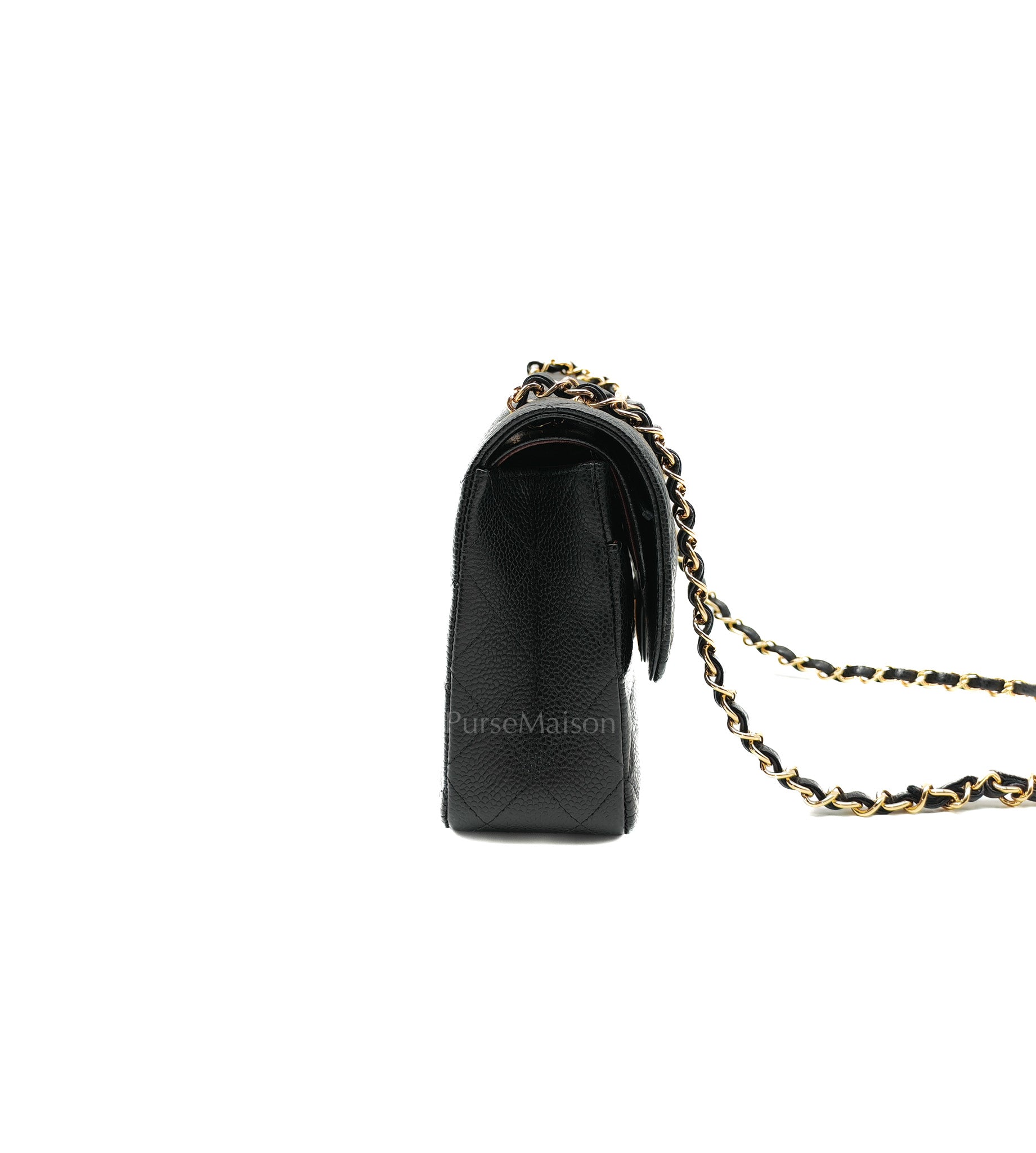 Chanel Classic Double Flap Medium in Black Caviar Leather Gold Hardware (Series 30) | Purse Maison Luxury Bags Shop