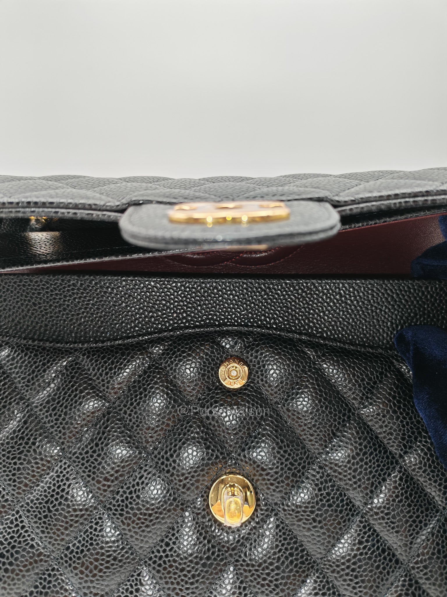 Chanel Classic Double Flap Medium in Black Quilted Caviar Leather and Gold Hardware Microchip | Purse Maison Luxury Bags Shop