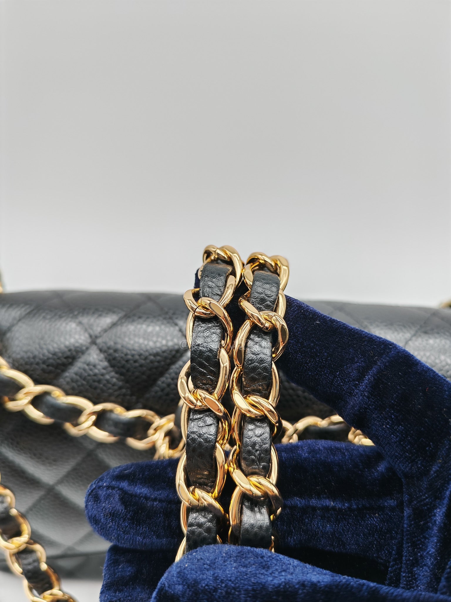 Chanel Classic Double Flap Medium in Black Quilted Caviar Leather and Gold Hardware Series 26 | Purse Maison Luxury Bags Shop