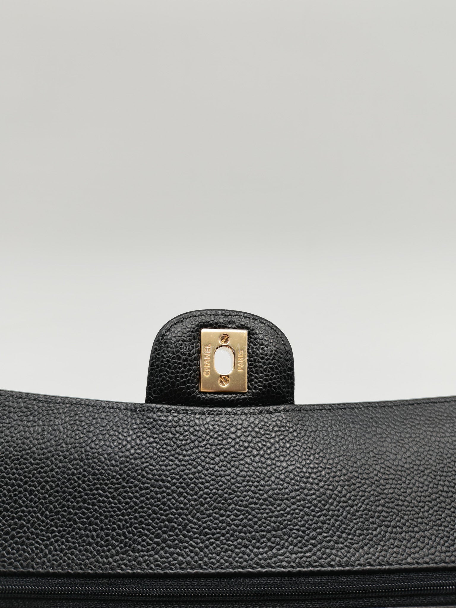 Chanel Classic Double Flap Medium in Black Quilted Caviar Leather and Gold Hardware Series 26 | Purse Maison Luxury Bags Shop