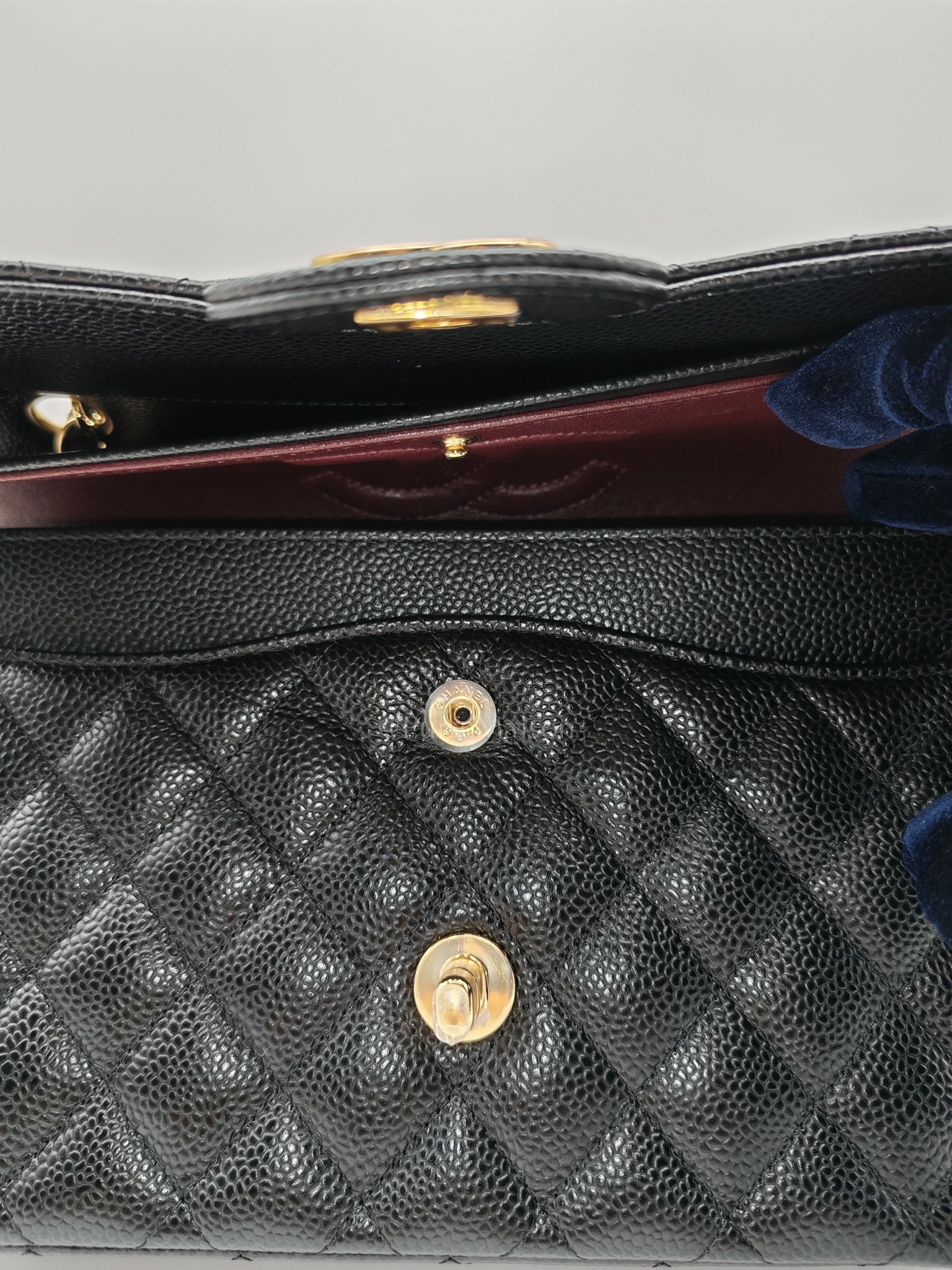 Chanel Classic Double Flap Medium in Black Quilted Caviar Leather and Gold Hardware Series 26 | Purse Maison Luxury Bags Shop